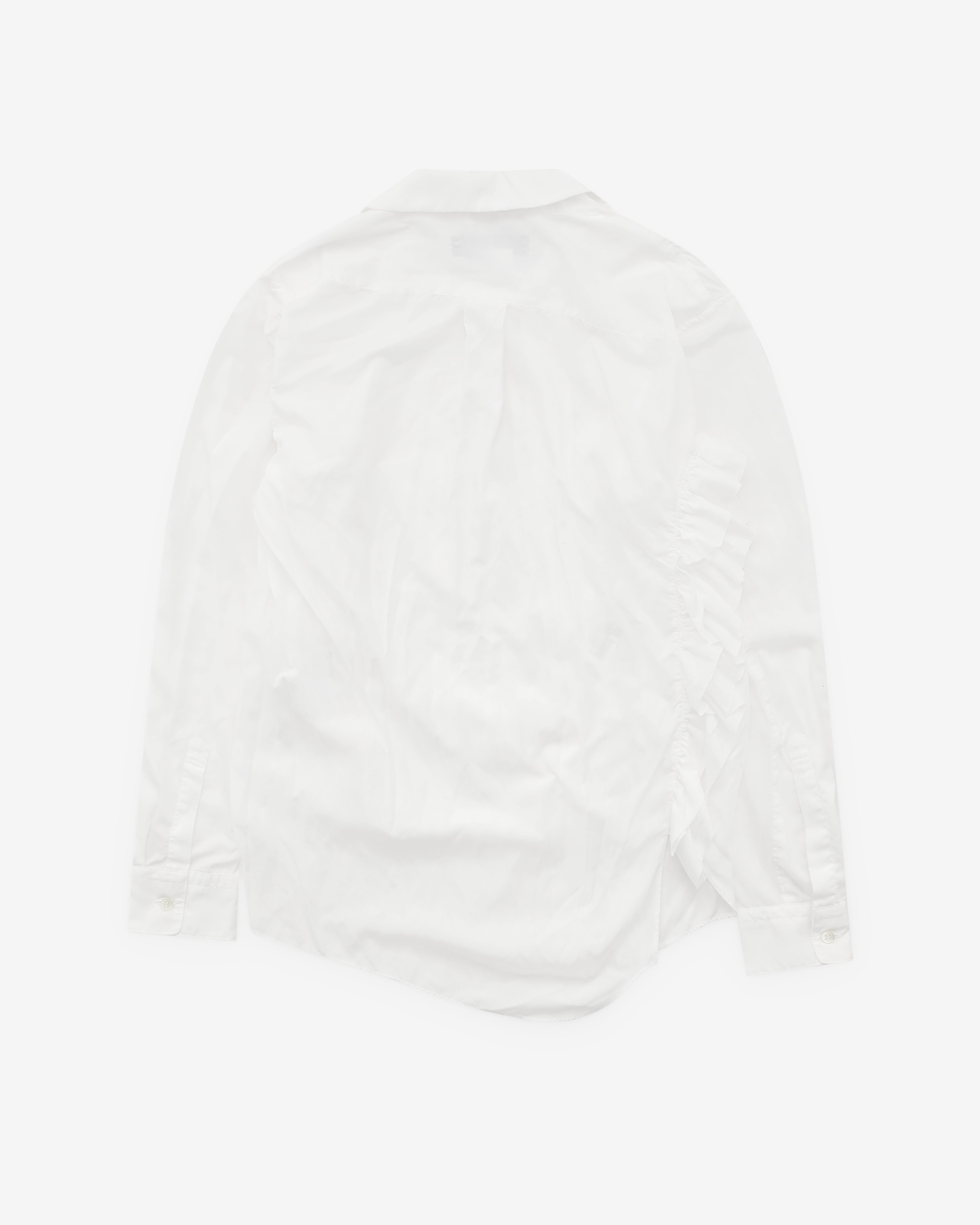 Black Comme des Garçons: Asymmetric Ruffle Shirt (White) | DSML E-SHOP