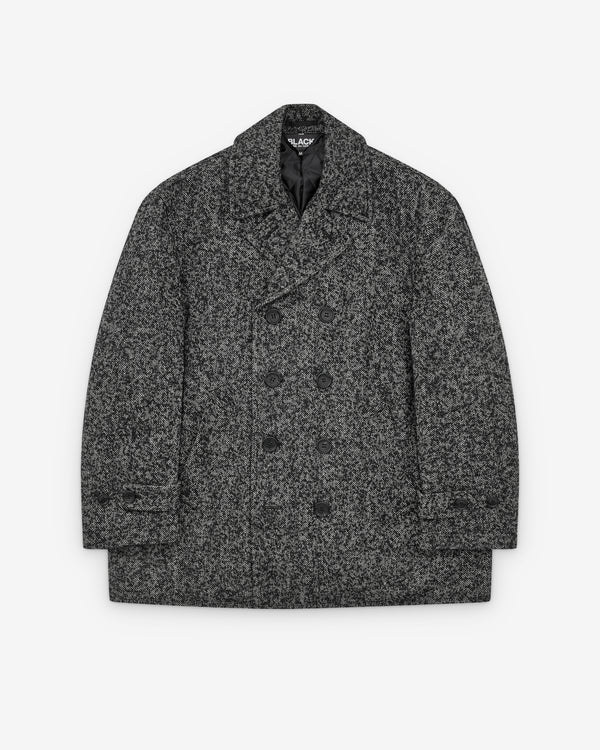 Black Comme des Garçons - Double Breasted Herringbone Coat - (Black/White)