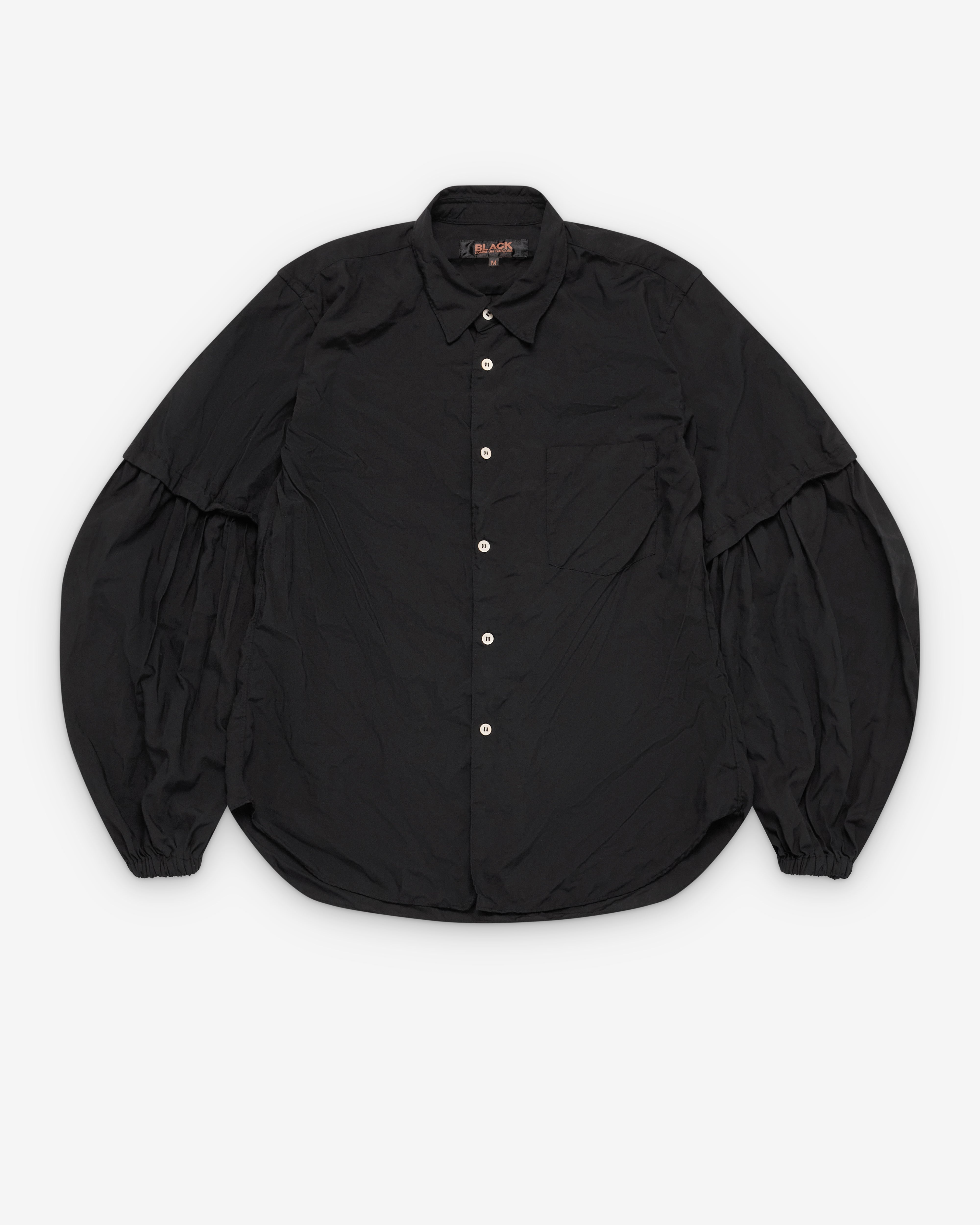【COMME des GARÇONS】Lace puff sleeve top Black Comme des Garçons: Puff Sleeve Shirt (Black) | Dover Street