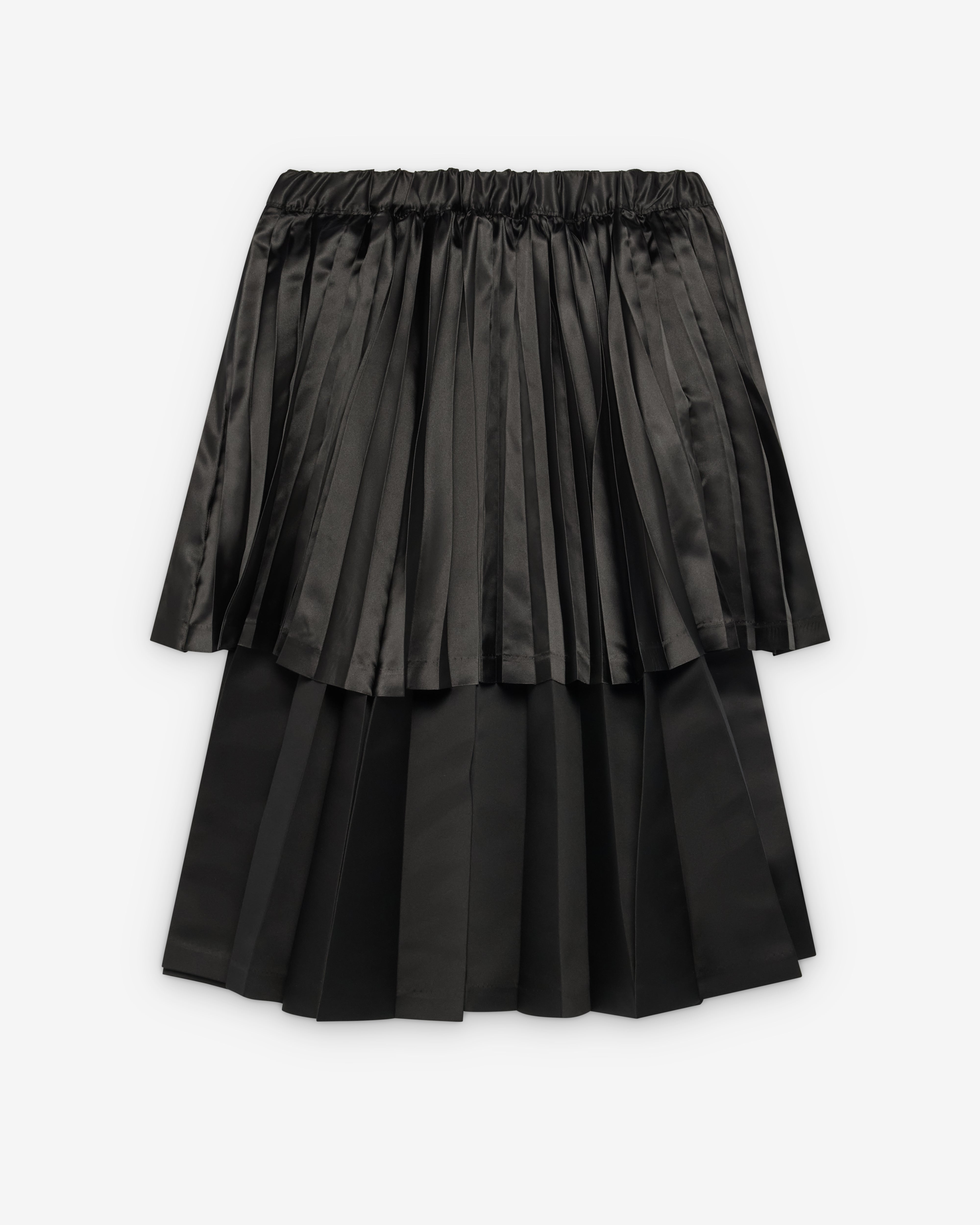 Black Comme des Garçons: Double Layer Pleated Skirt (Black