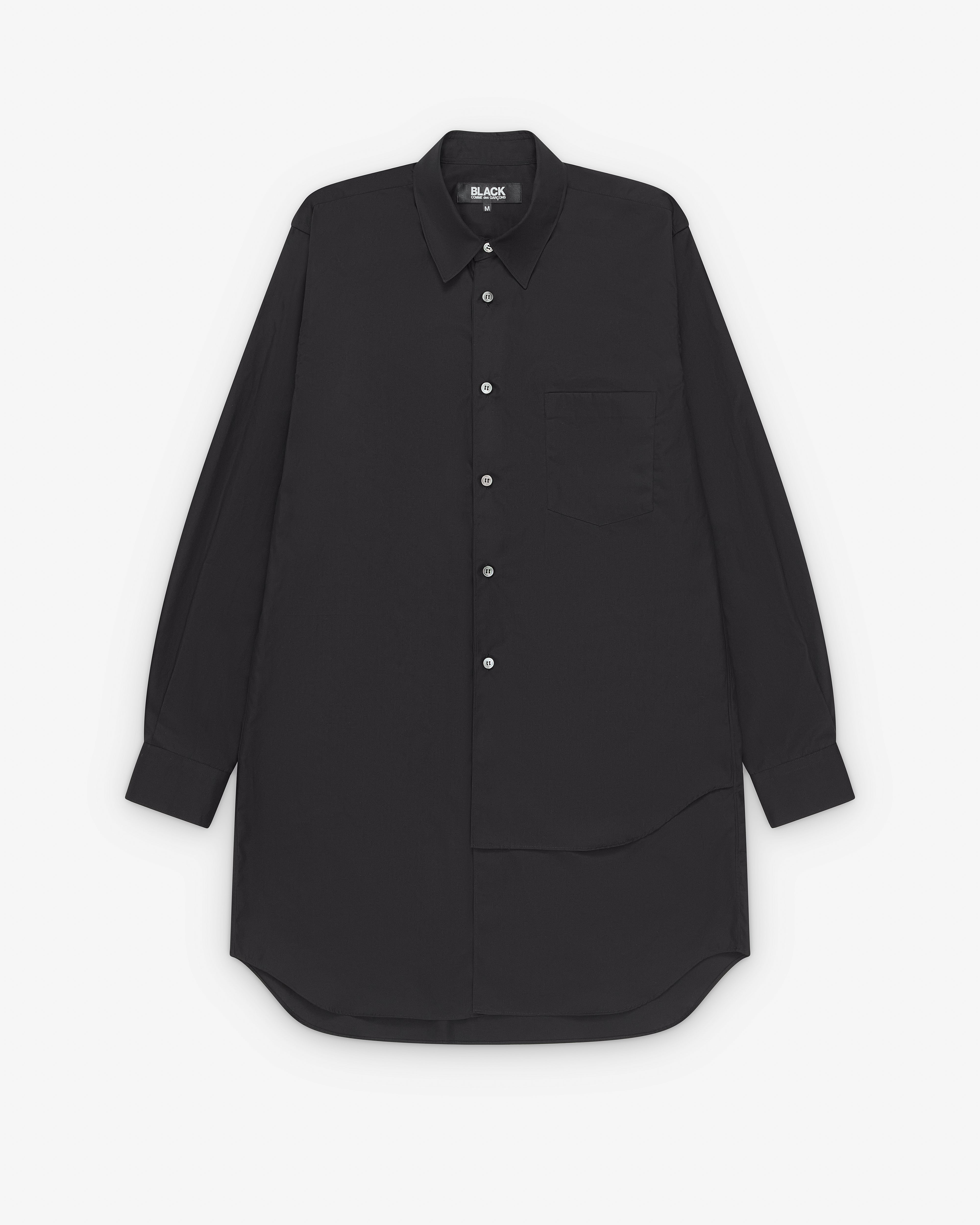 Black Comme des Garçons: Curved Shirt Dress (Black) | Dover Street