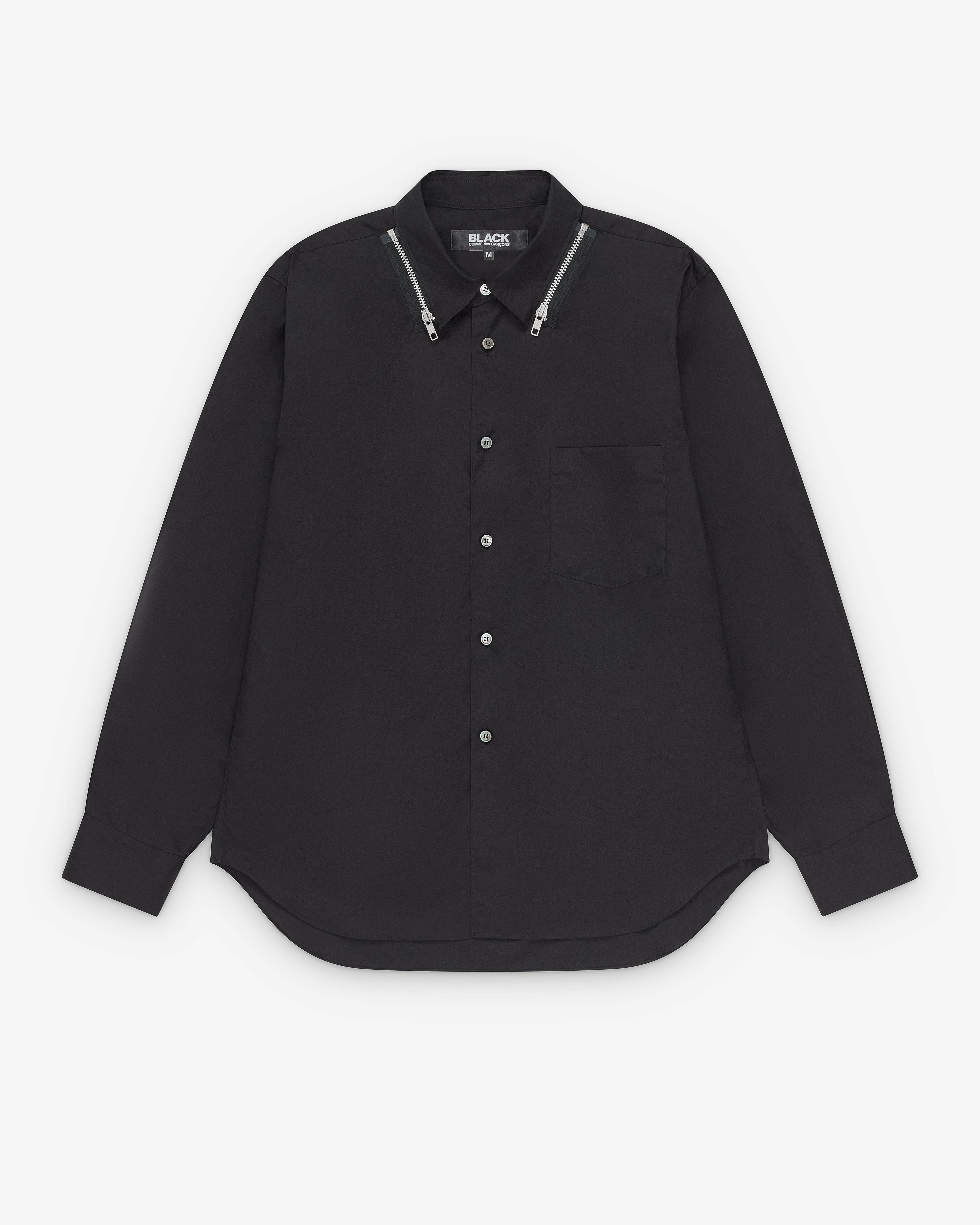Black Comme des Garçons: Zip Collar Shirt (Black) | Dover Street
