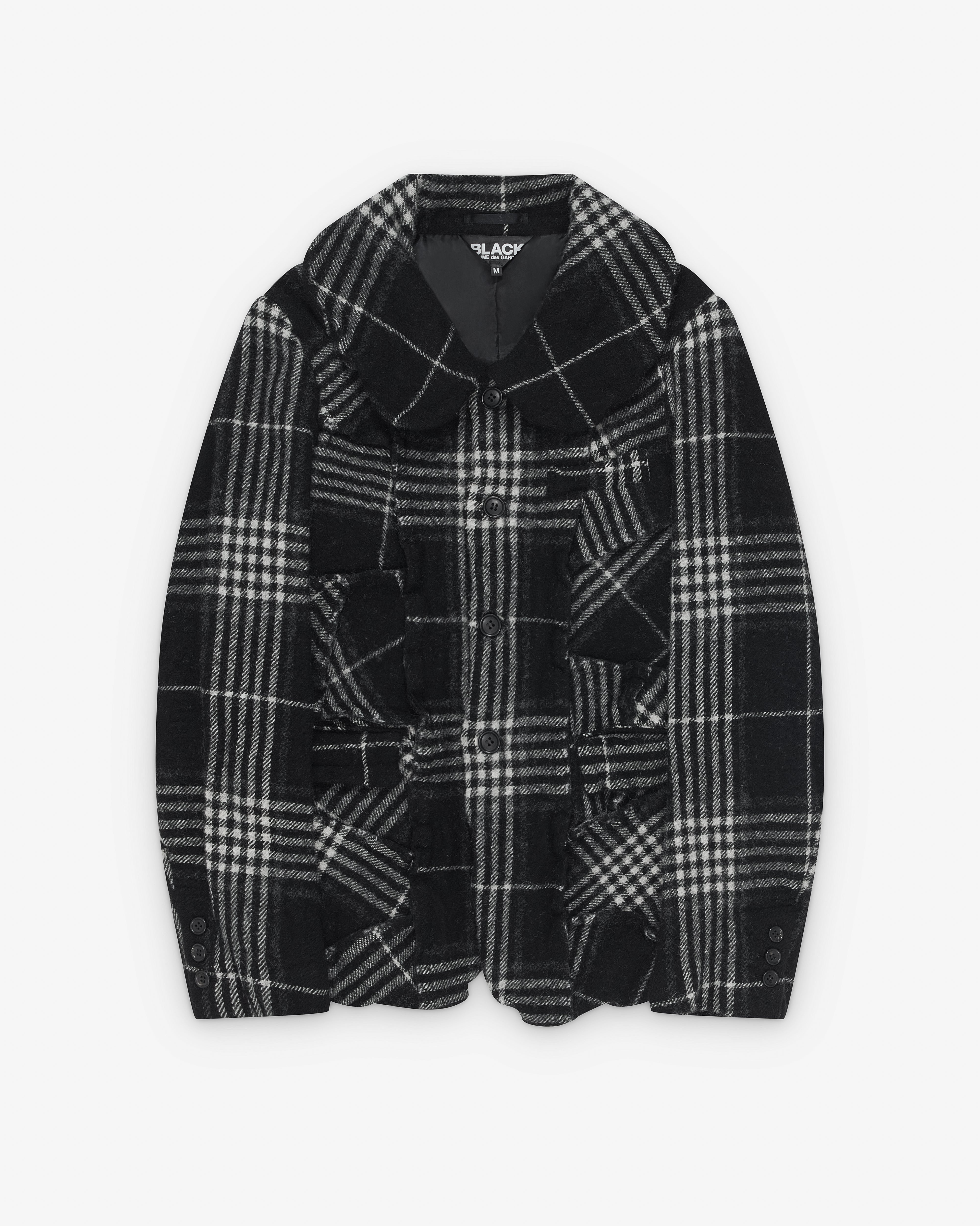 BLACK COMME des GARÇONS チェックジャケット M Black Comme des Garçons: Wool Patchwork Jacket (Black/White