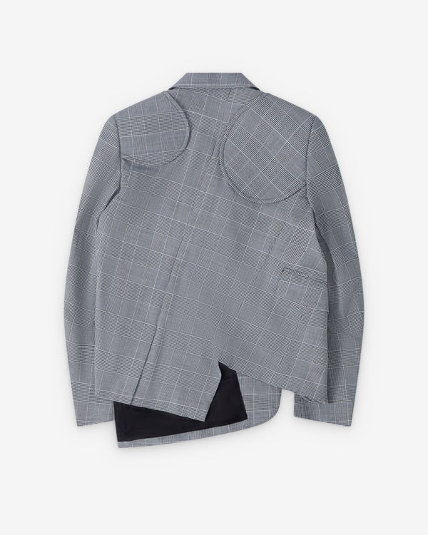 Black Comme des Garçons - Houndstooth  Asymmetric Check Blazer - (Black/White)