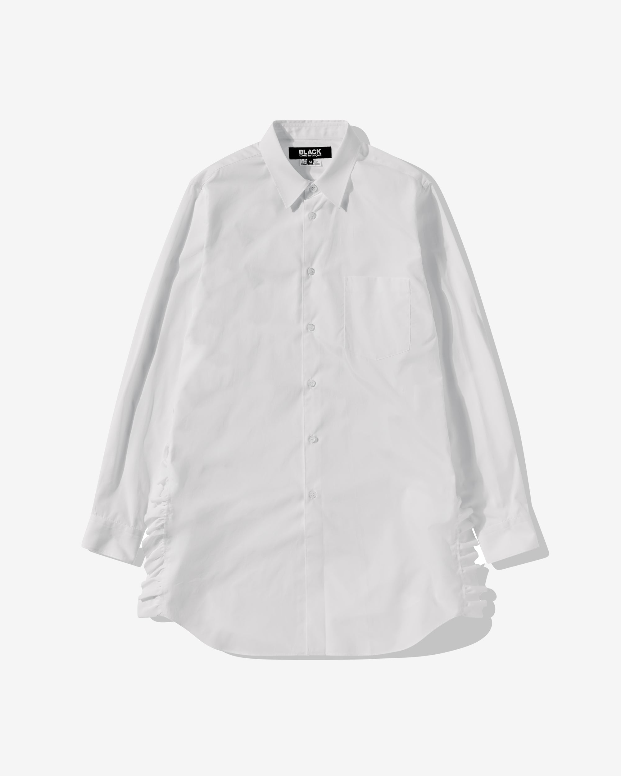 Black Comme Des Garçons - Frill Side Seam Longline Shirt - (White) view 1