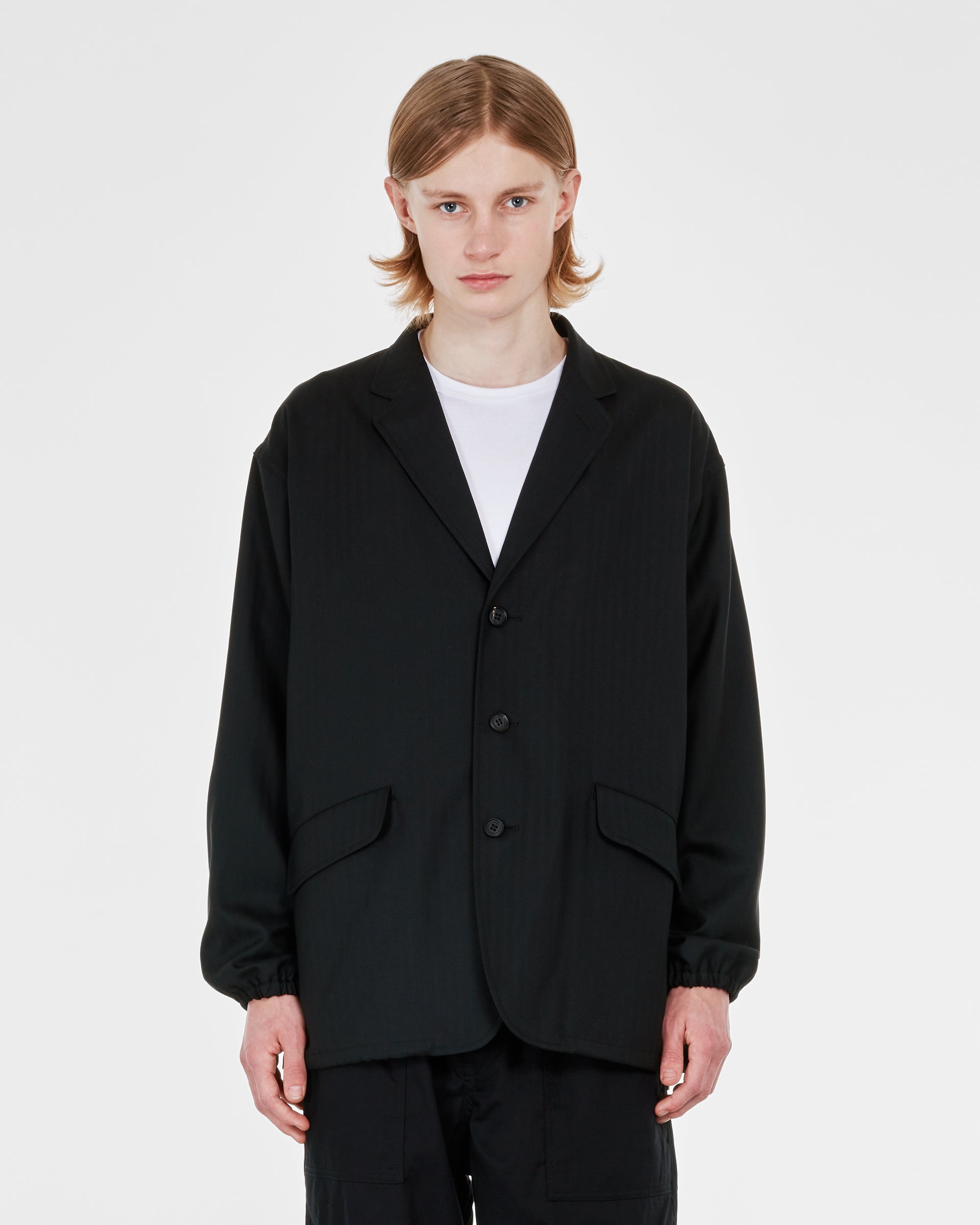 Comme des Garçons Homme - Men's Wool Herringbone Jacket - (Black) view 2