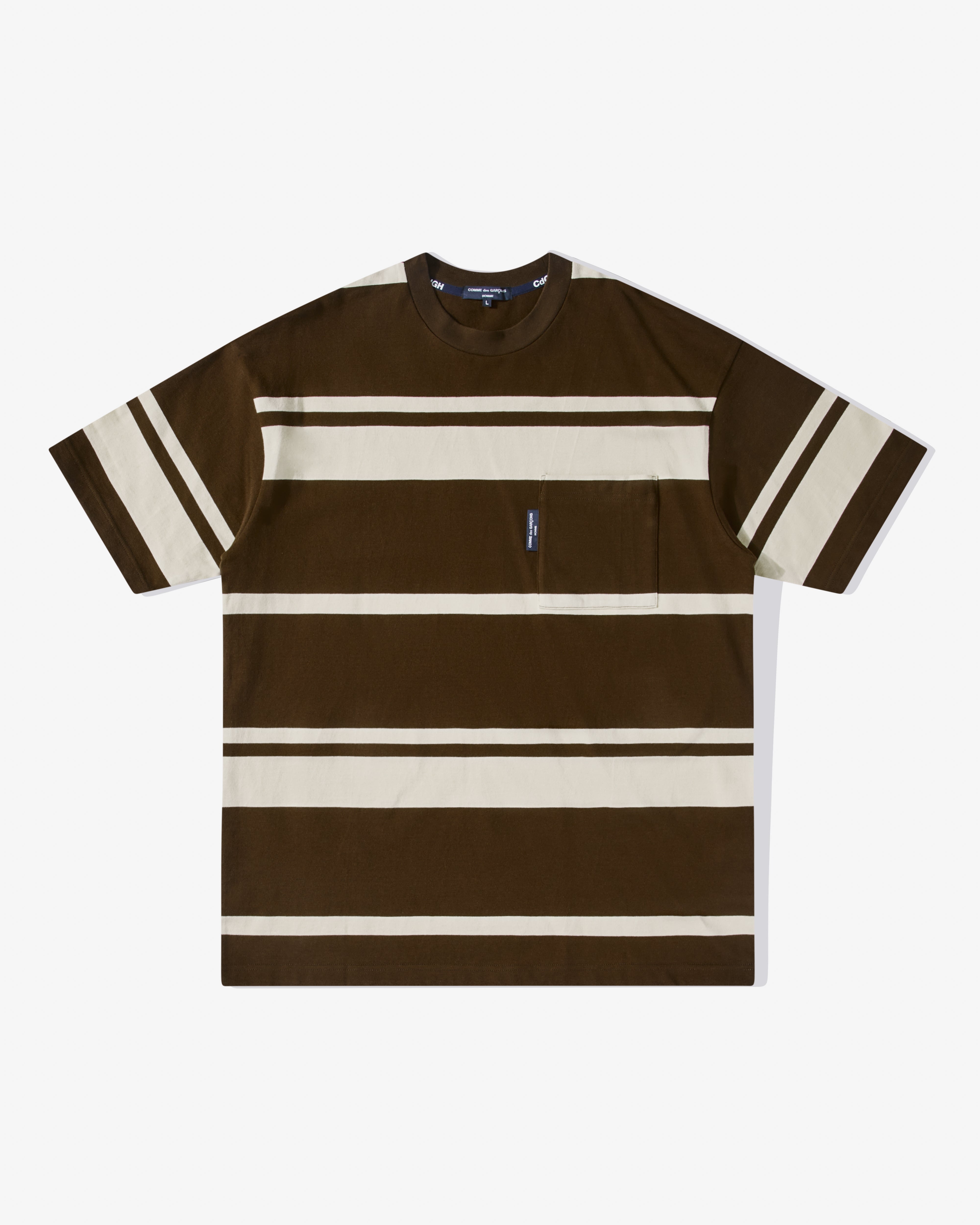 Comme des Gar ons Homme Striped T Shirt Brown Cream