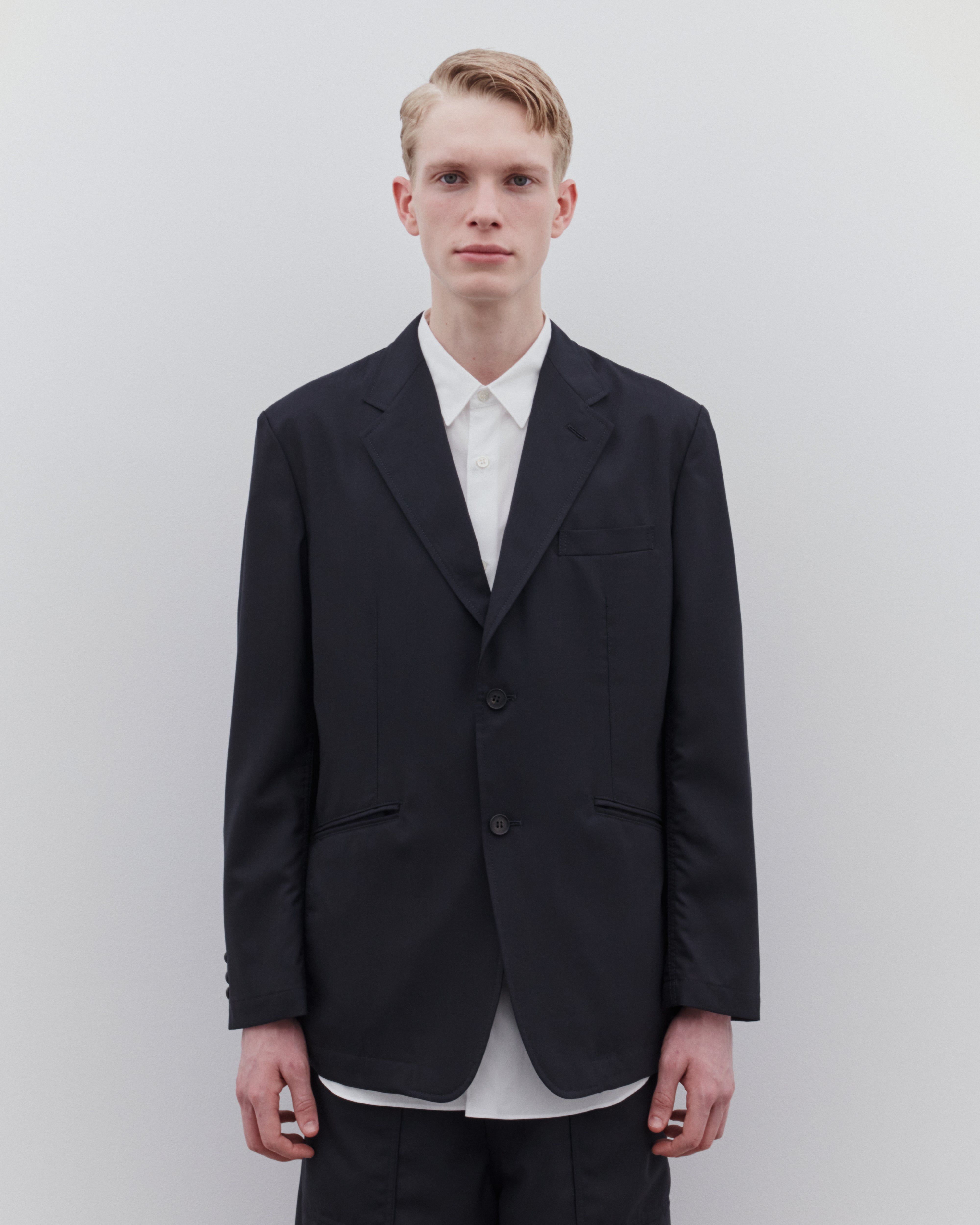 CDG Homme: Men's Tropical Wool Jacket (Navy) | Dover Street Market