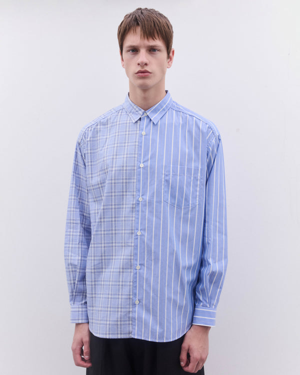 CDG Homme - Men’s Stripe And Check Shirt - (Blue)