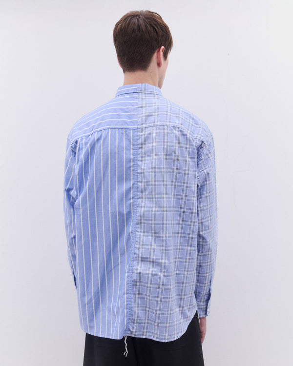 CDG Homme - Men’s Stripe And Check Shirt - (Blue)