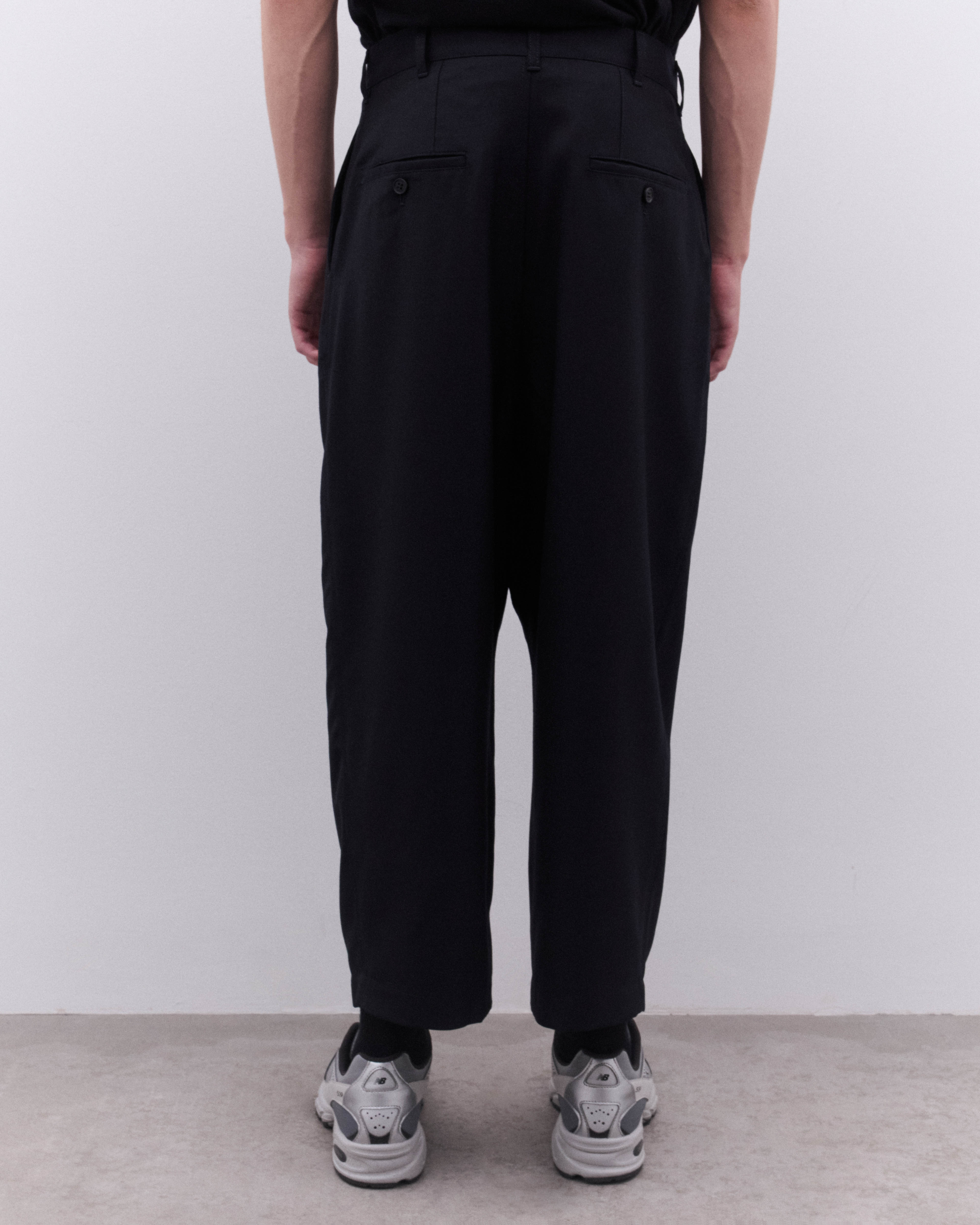 CDG Homme: Men's Wide Leg Pleated Trousers (Navy) | DSML E-SHOP