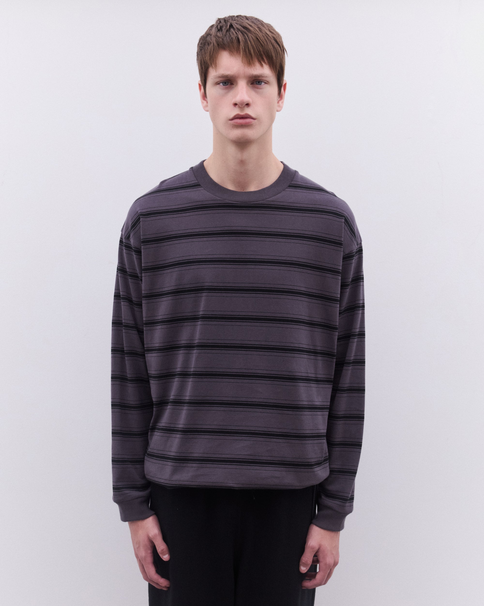 CDG Homme: Men's Striped Long Sleeve Top (Brown) DSML E-SHOP