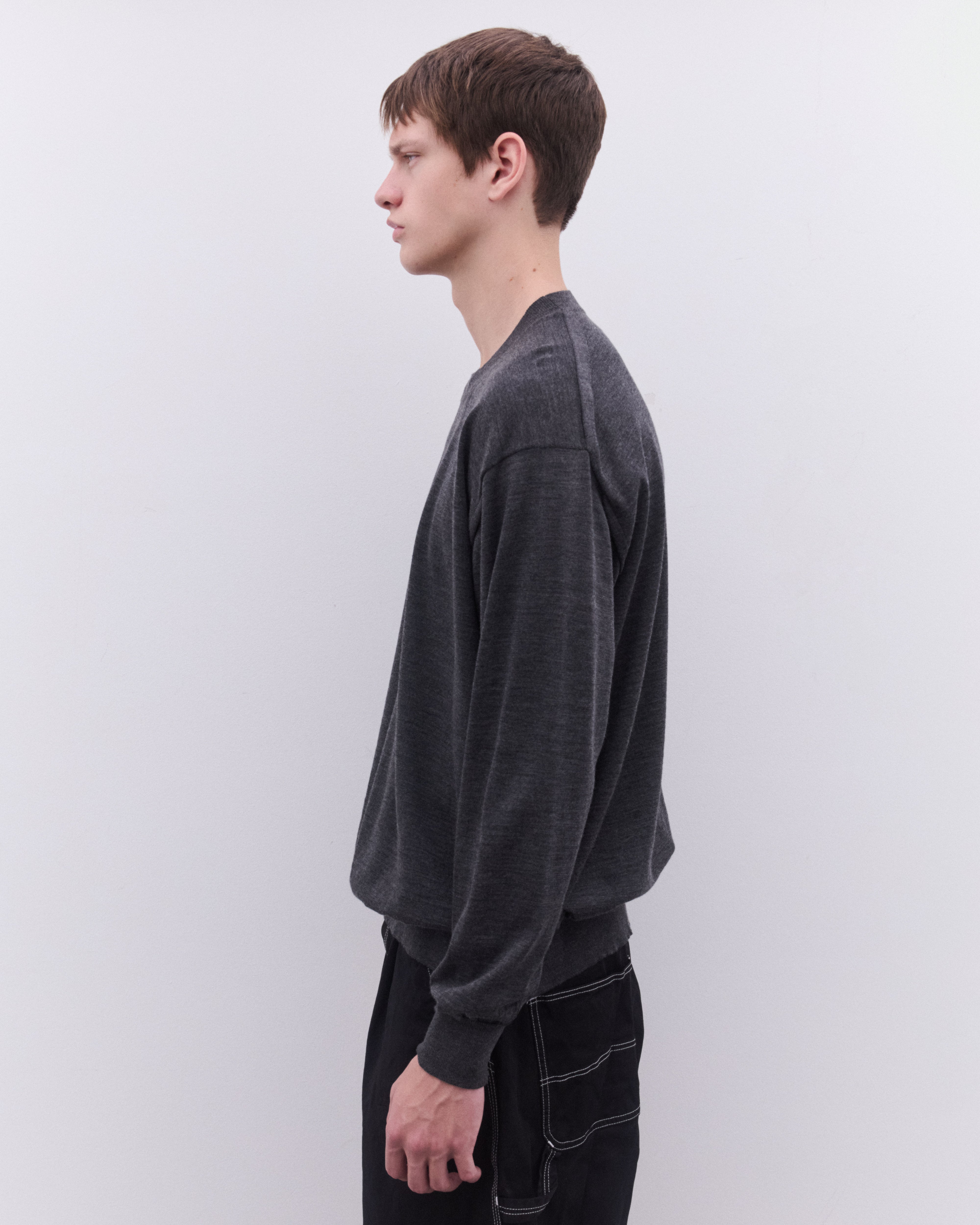 CDG Homme: Men's Round Neck Sweater (Grey) | DSML E-SHOP