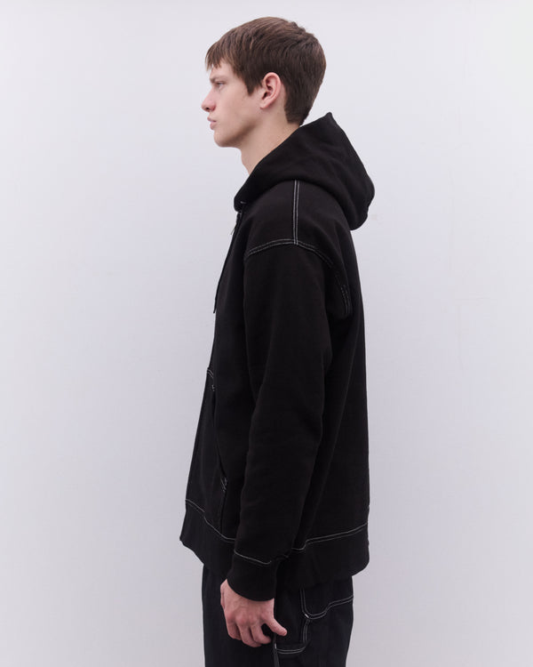 CDG Homme - Men’s Top Stitch Zip Hooded Sweatshirt - (Black)