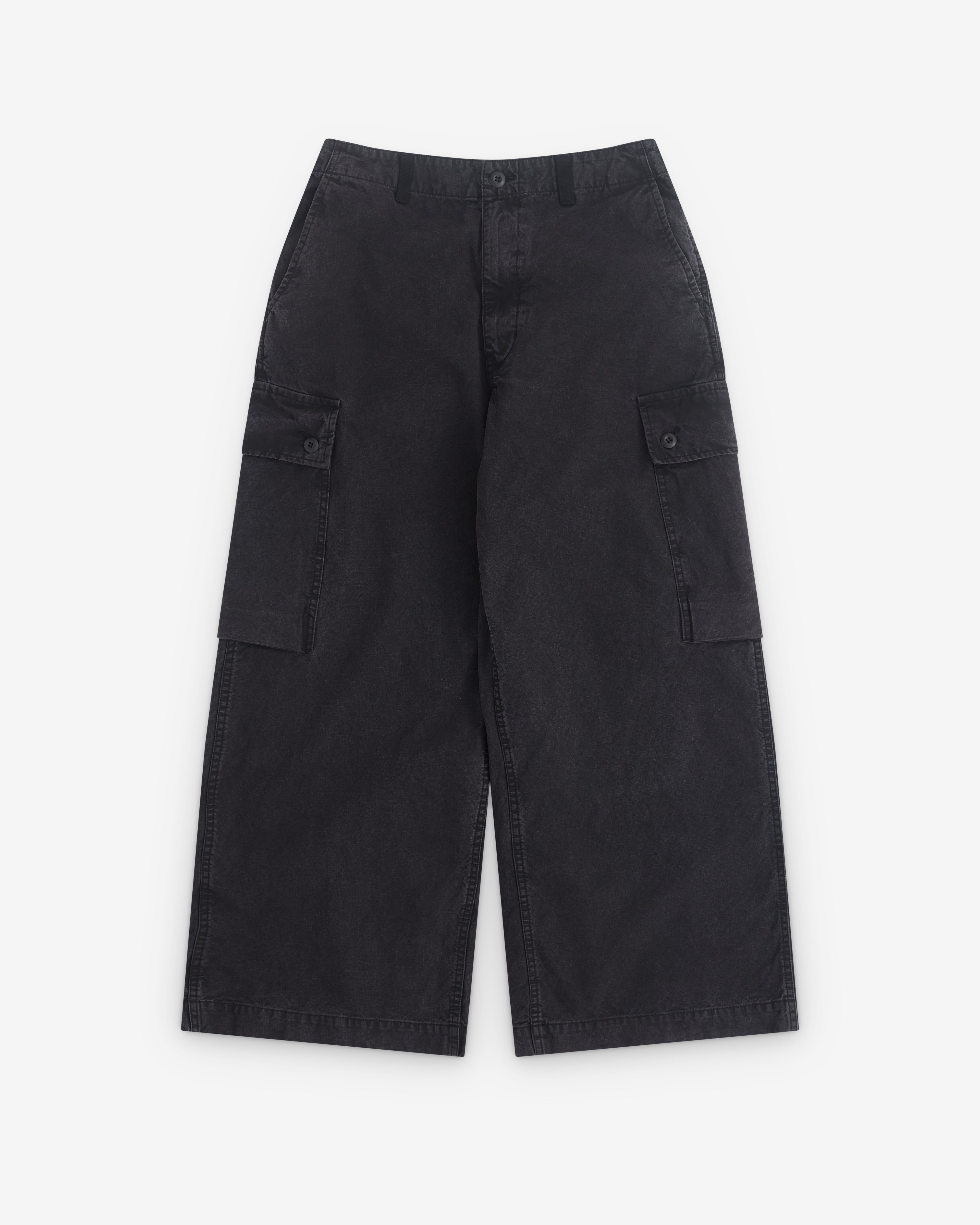 CDG Homme: Men's Wide Leg Utility Trousers (Washed Black) | Dover