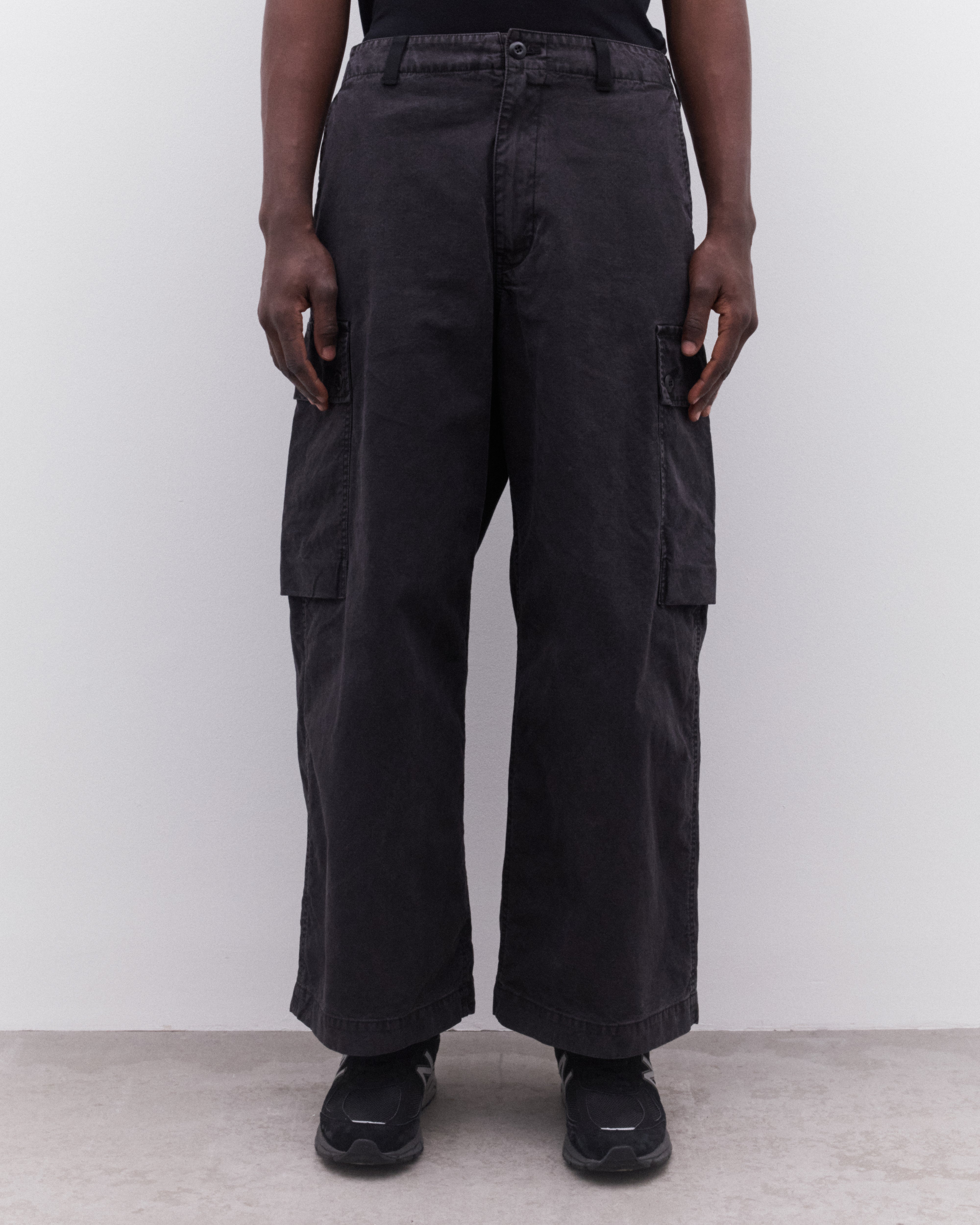 CDG Homme: Men's Wide Leg Utility Trousers (Washed Black) | Dover