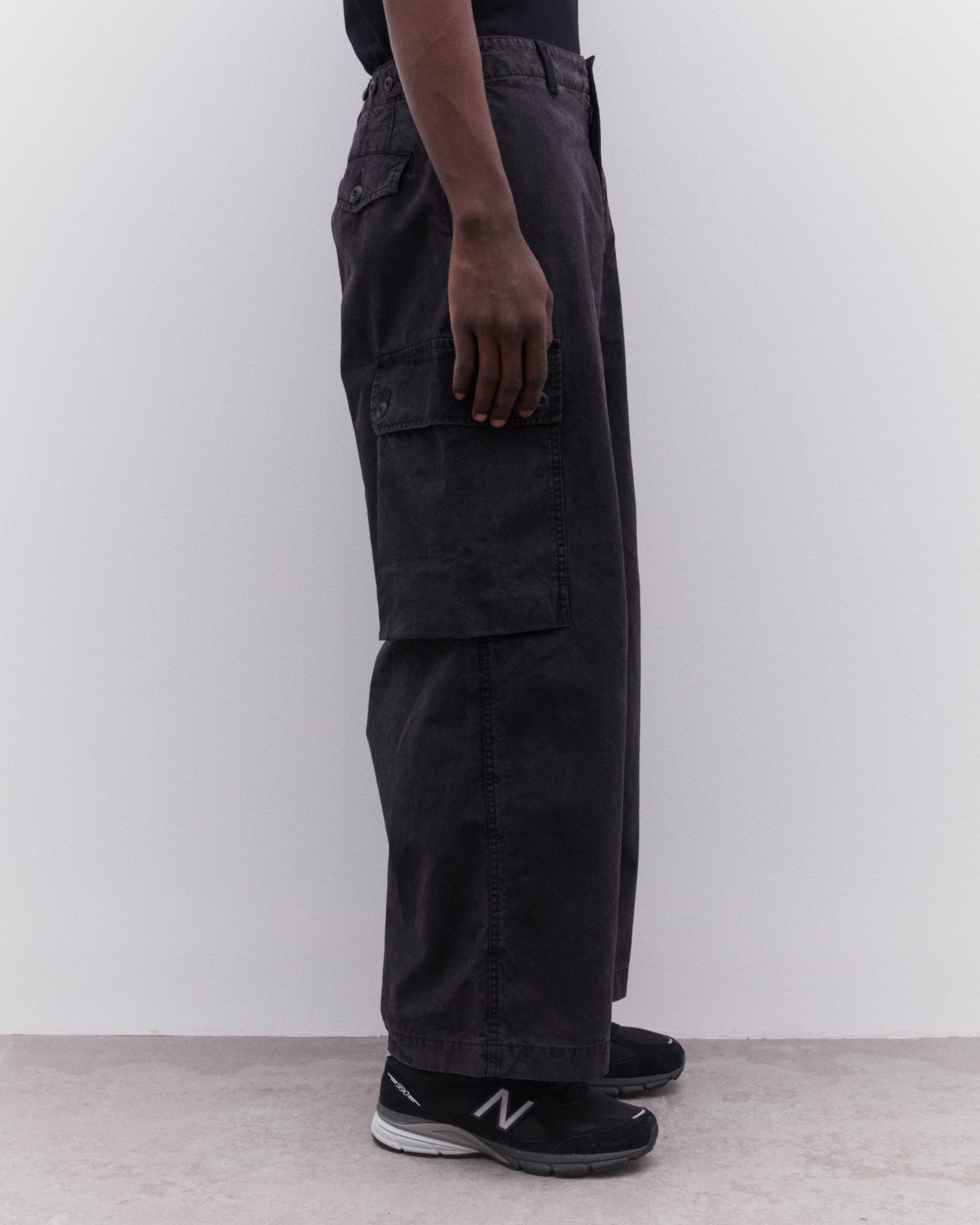 CDG Homme: Men's Wide Leg Utility Trousers (Washed Black) | Dover