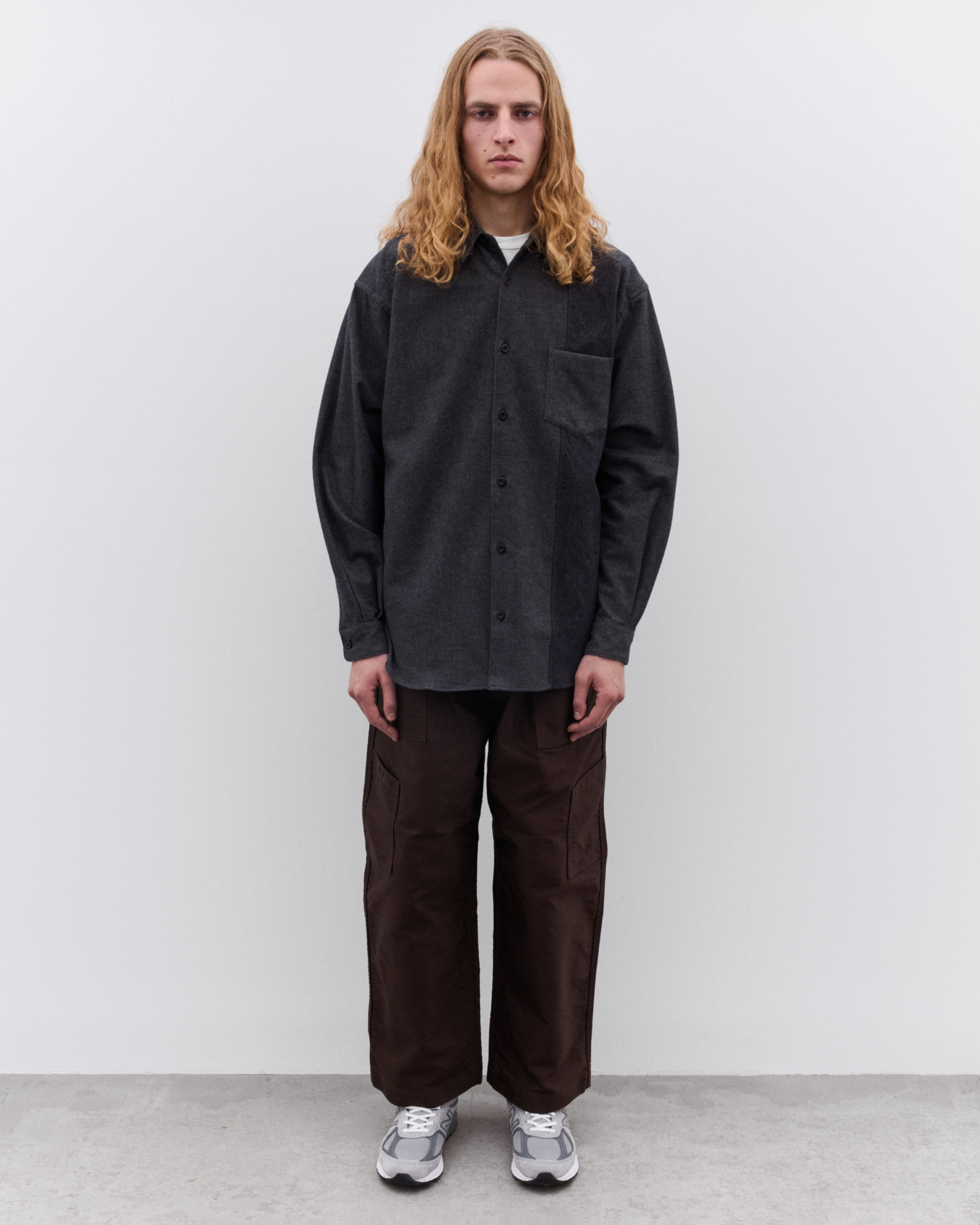 CDG Homme: Men's Brushed Cotton Shirt (Grey) | DSML E-SHOP