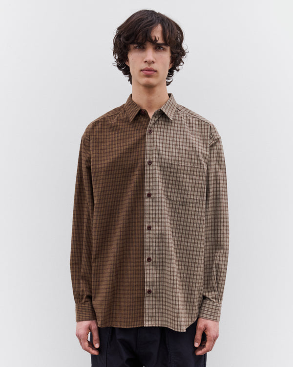 CDG Homme - Men’s Double Check Shirt - (Brown)