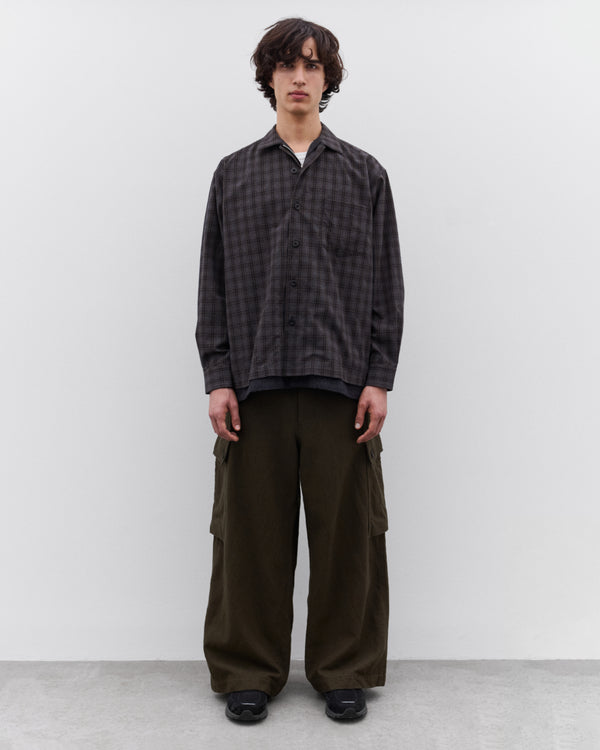 CDG Homme - Men's Step Hem Check Shirt - (Charcoal)