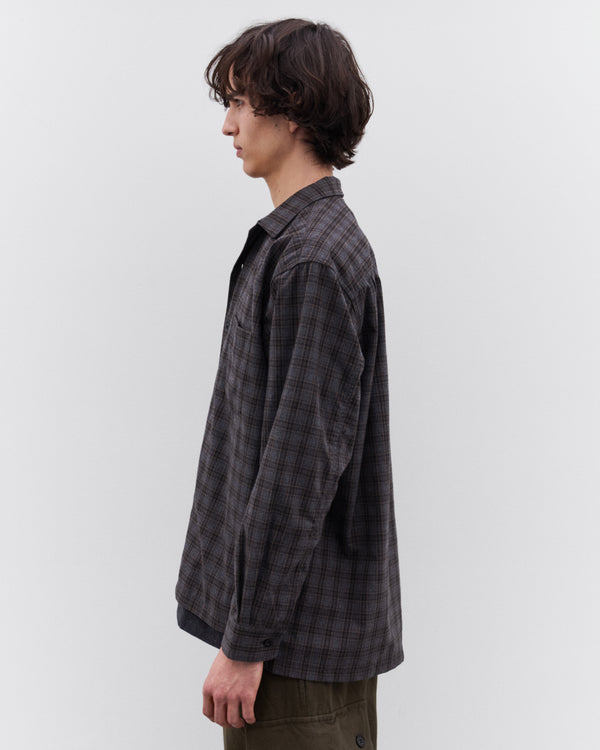 CDG Homme - Men's Step Hem Check Shirt - (Charcoal)