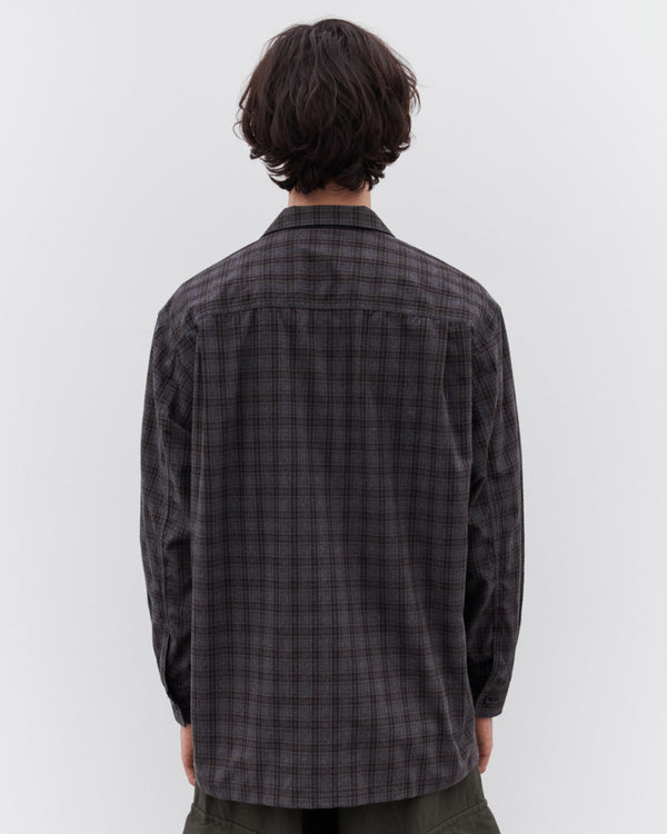 CDG Homme - Men's Step Hem Check Shirt - (Charcoal)