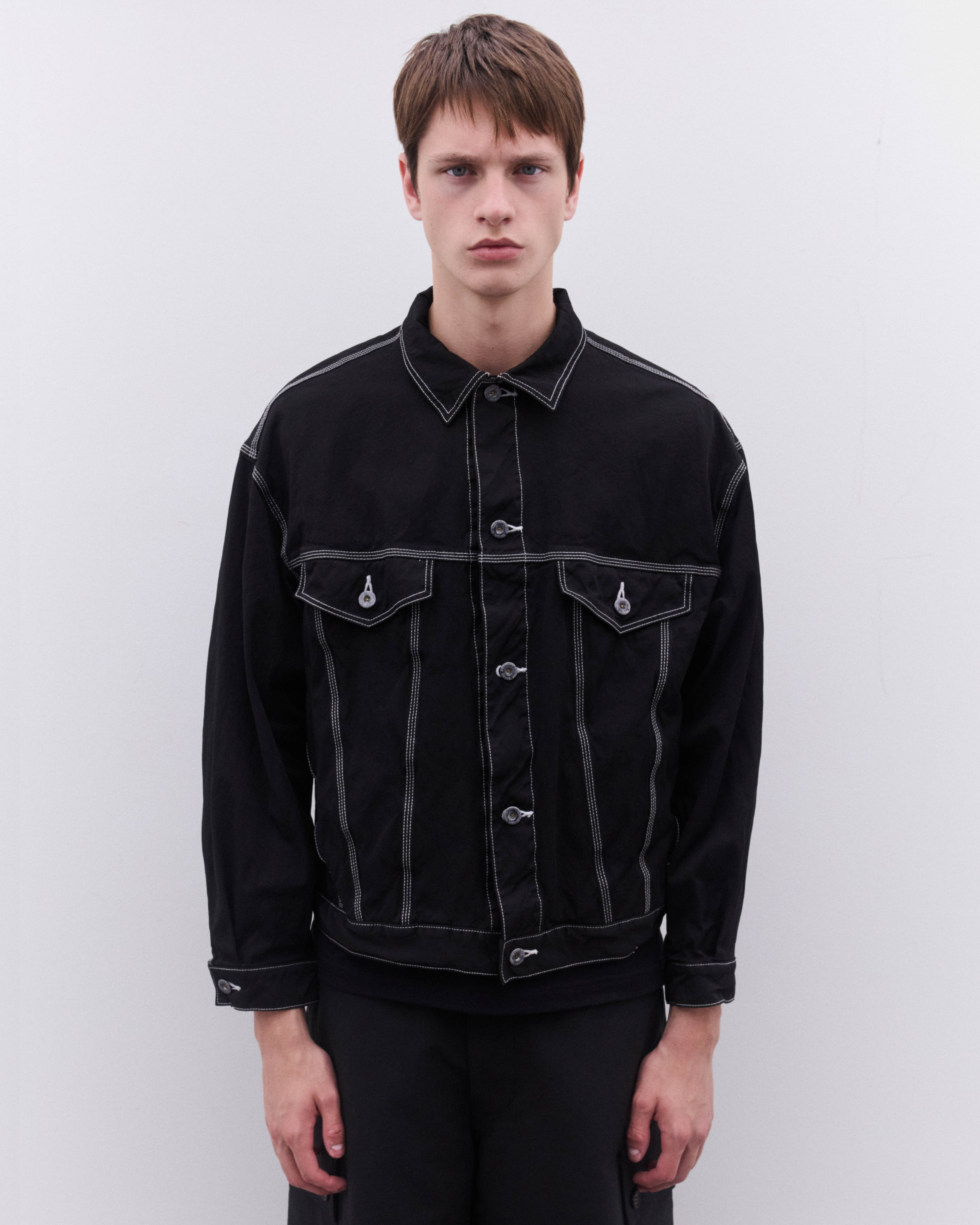 CDG Homme: Men's Top Stitch Trucker Jacket (Black) | DSML E-SHOP