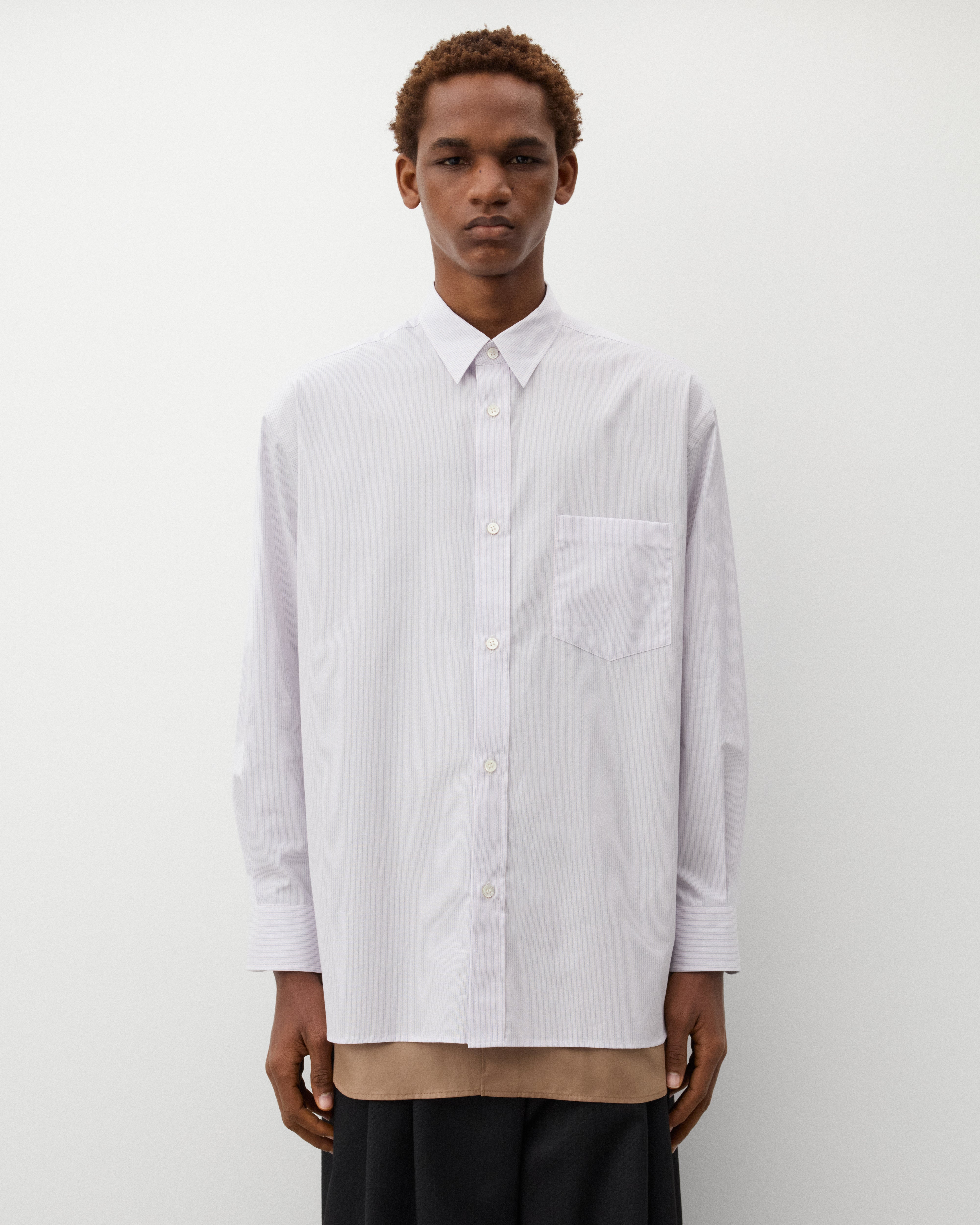CDG Homme: Men's Double Collar Shirt (White/Brown) | Dover Street
