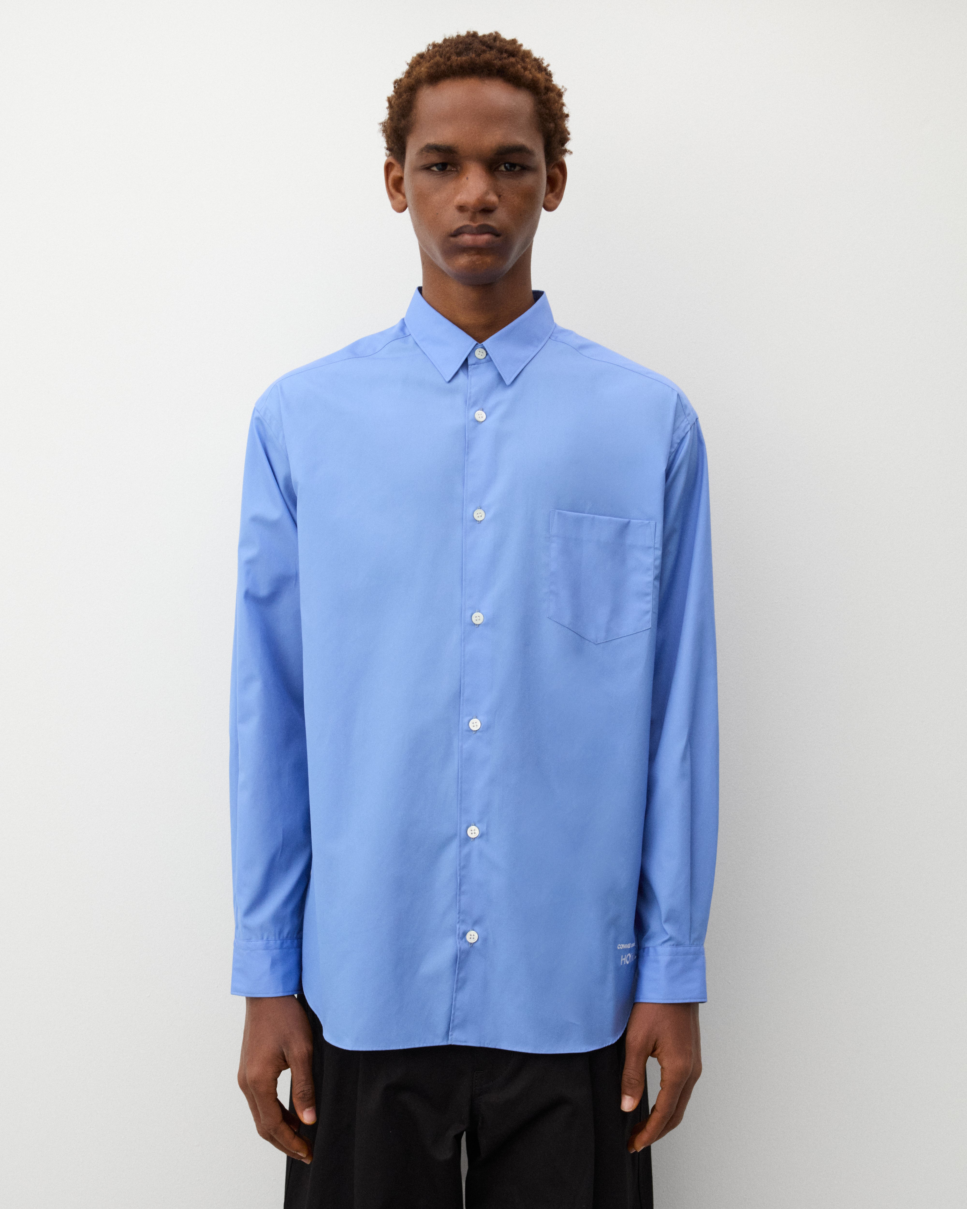 CDG Homme: Men's Logo Shirt (Blue) | Dover Street Market London