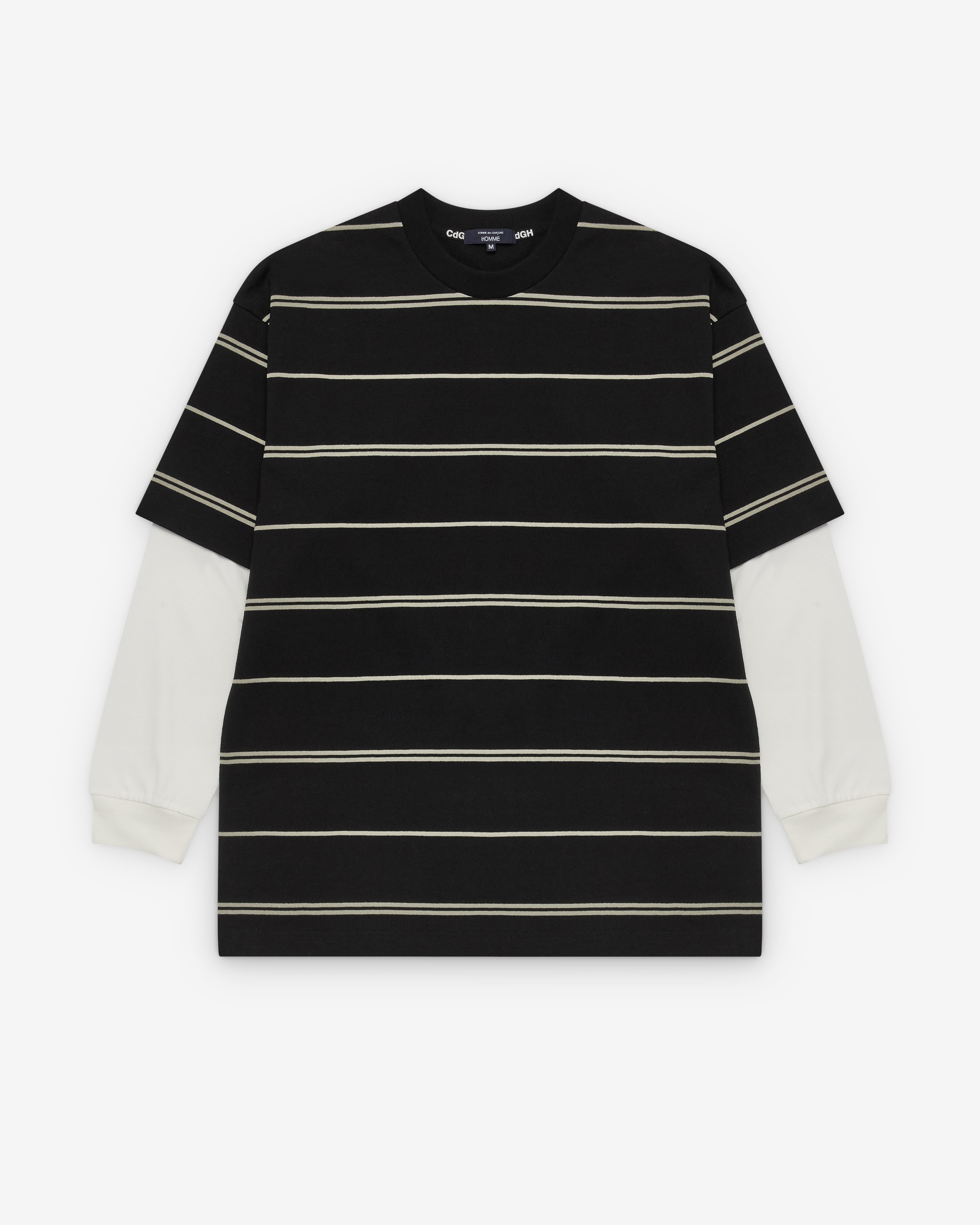 CDG Homme: Men's Layered Stripe T-Shirt (Black) | Dover Street