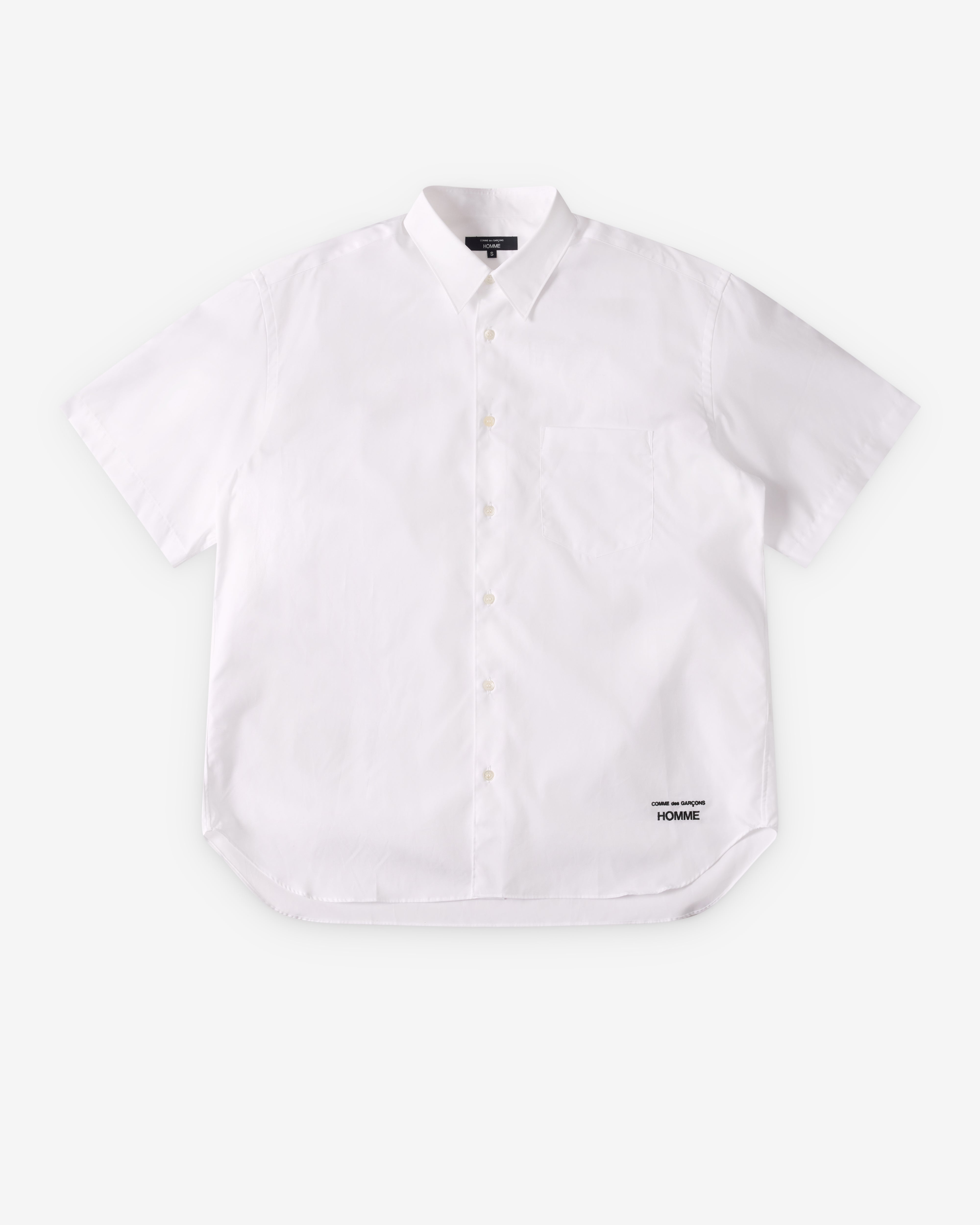CDG Homme: Men's Short Sleeve Shirt (White) | Dover Street Market
