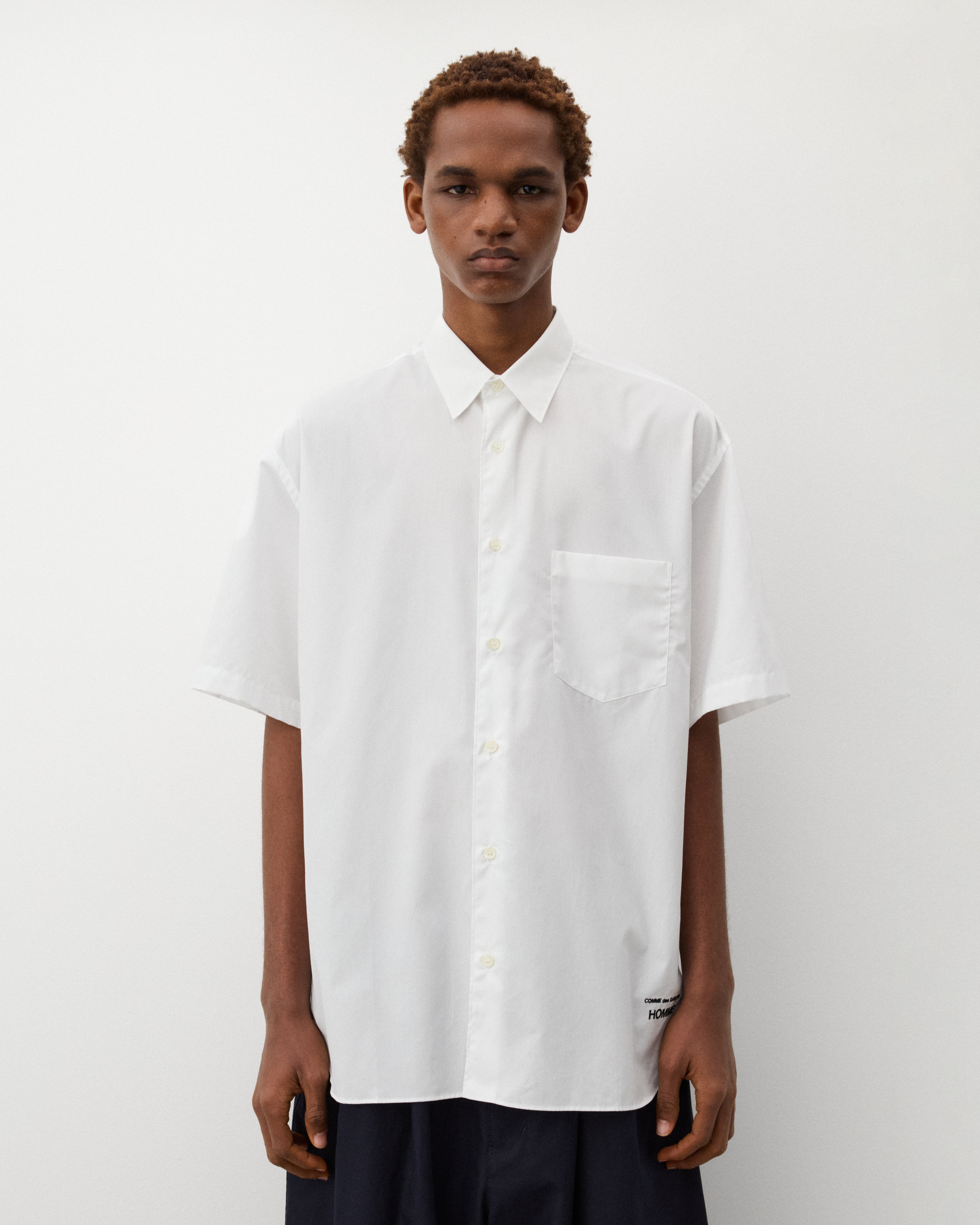 CDG Homme: Men's Short Sleeve Shirt (White) | Dover Street Market