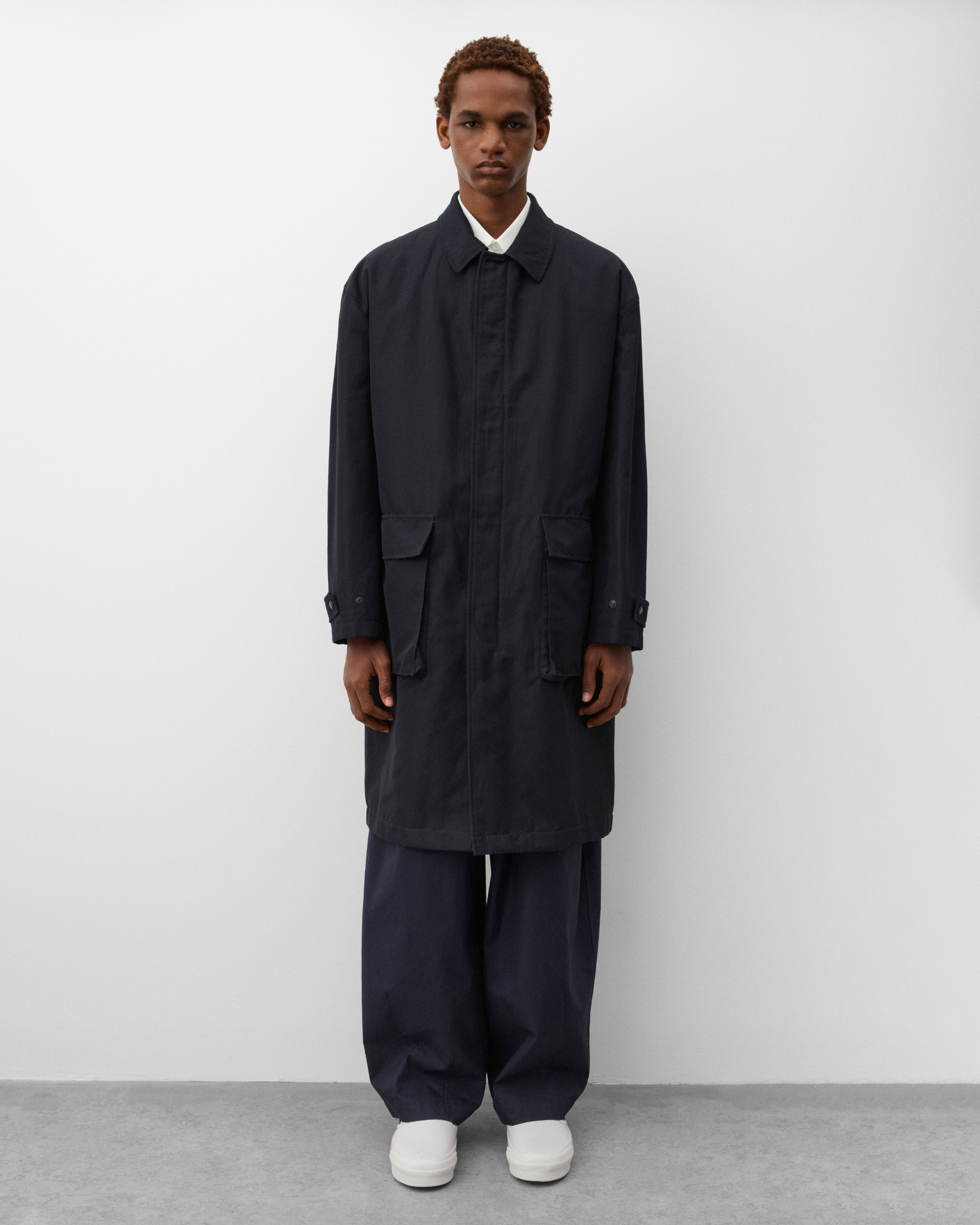 CDG Homme: Men's Cotton Linen Coat (Black) | Dover Street Market
