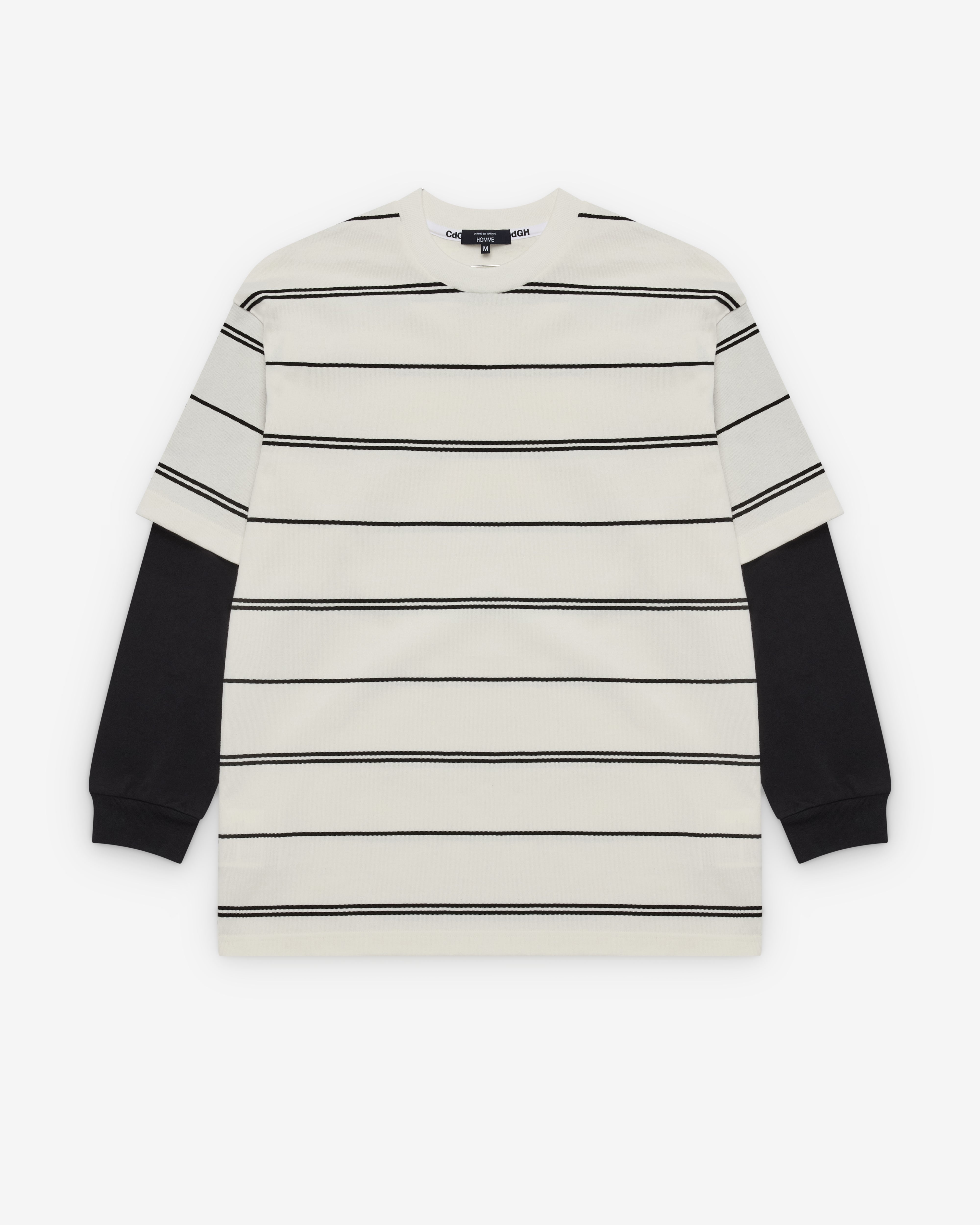 CDG Homme: Men's Layered Stripe T-Shirt (White) | Dover Street