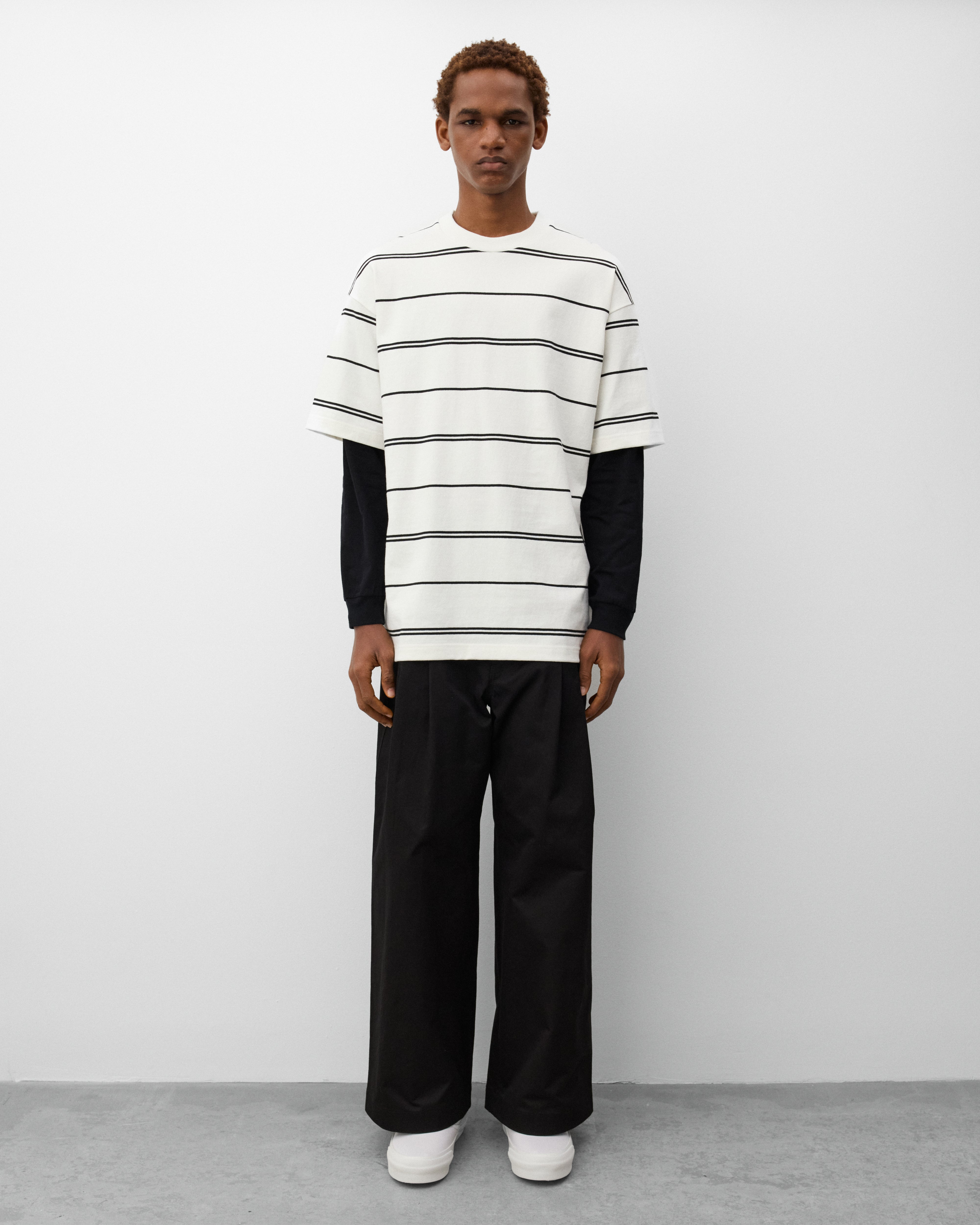 CDG Homme: Men's Layered Stripe T-Shirt (White) | Dover Street