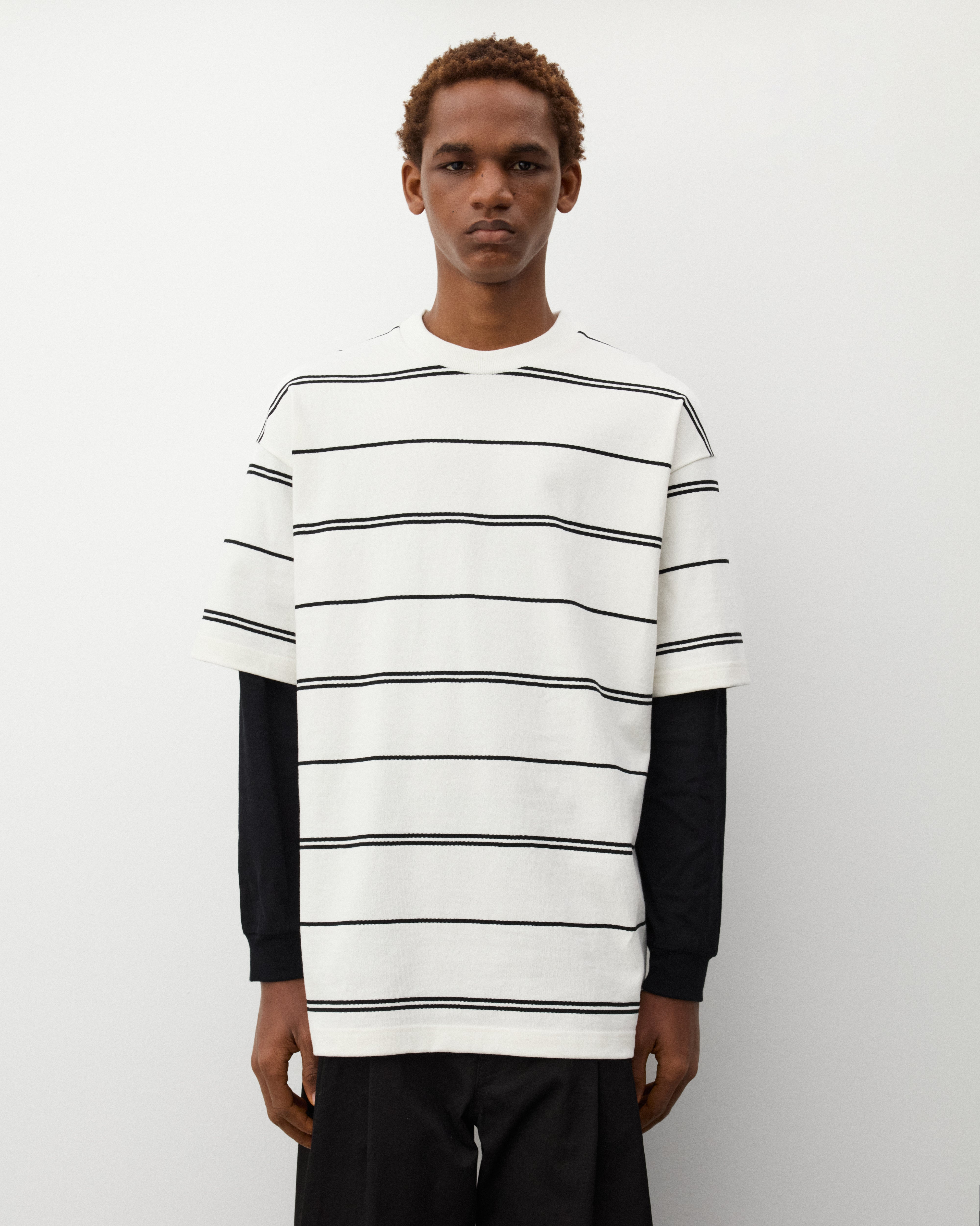 CDG Homme: Men's Layered Stripe T-Shirt (White) | Dover Street