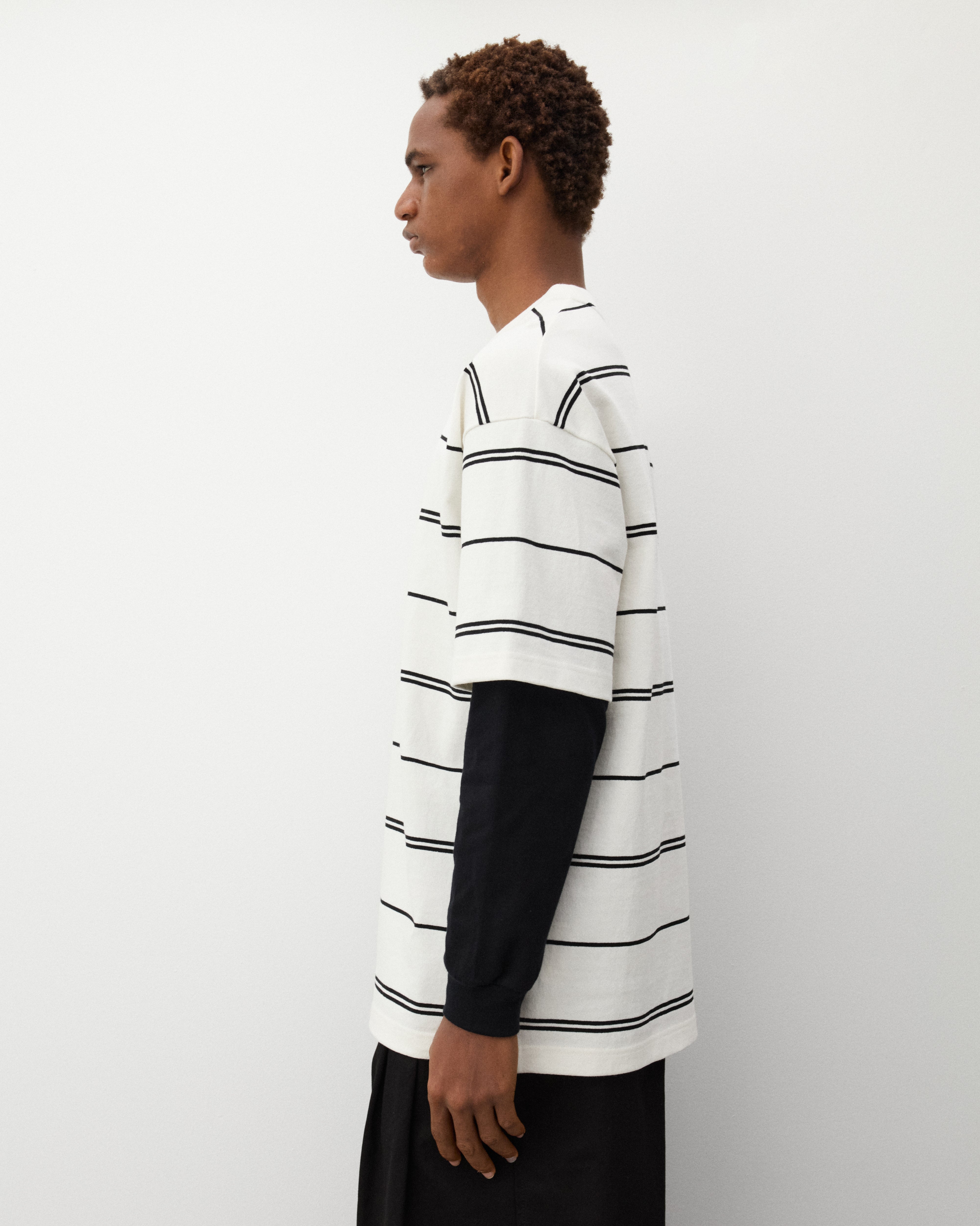 CDG Homme: Men's Layered Stripe T-Shirt (White) | Dover Street