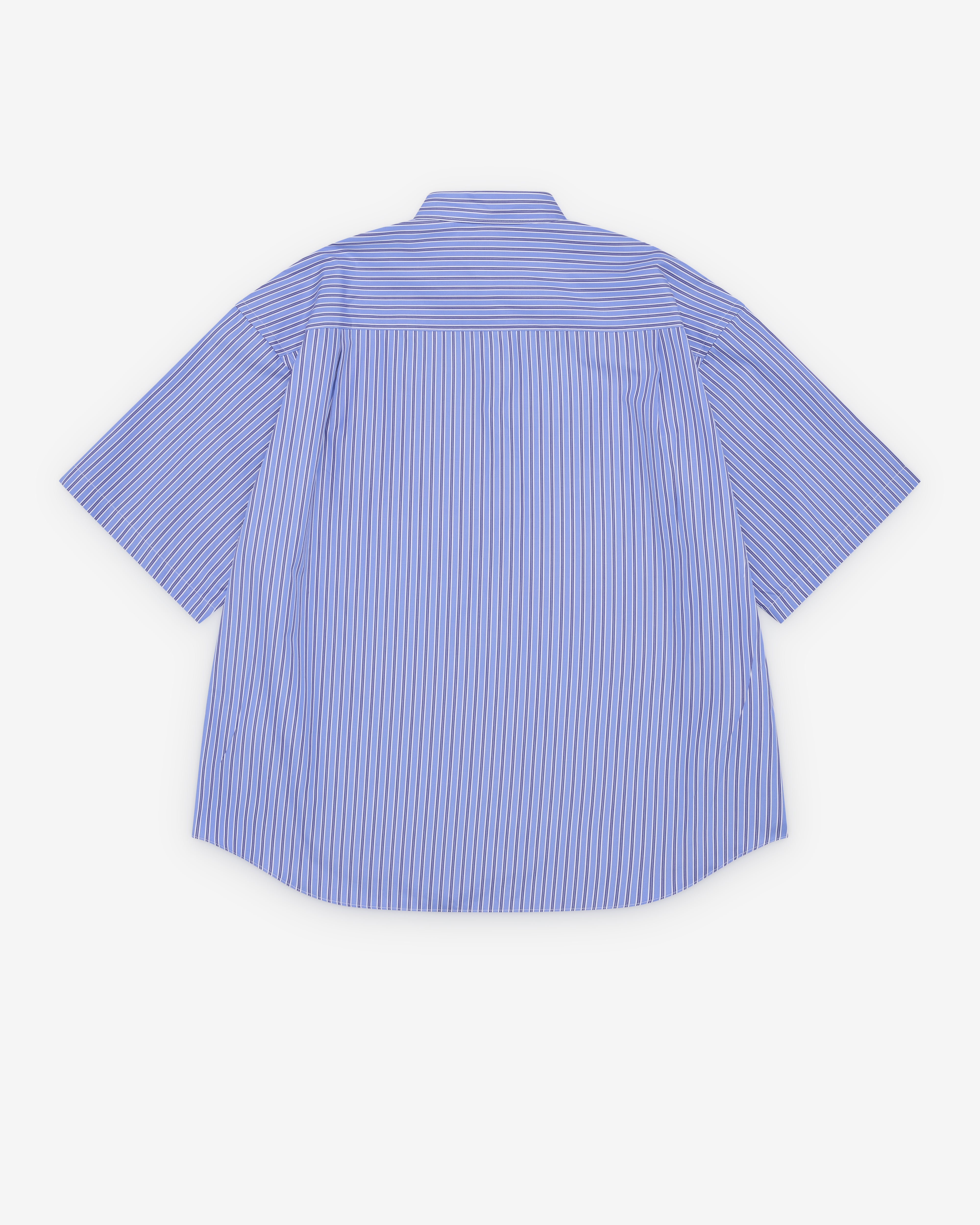 CDG Homme: Men's Striped Short Sleeve Shirt (Blue Stripe) | Dover