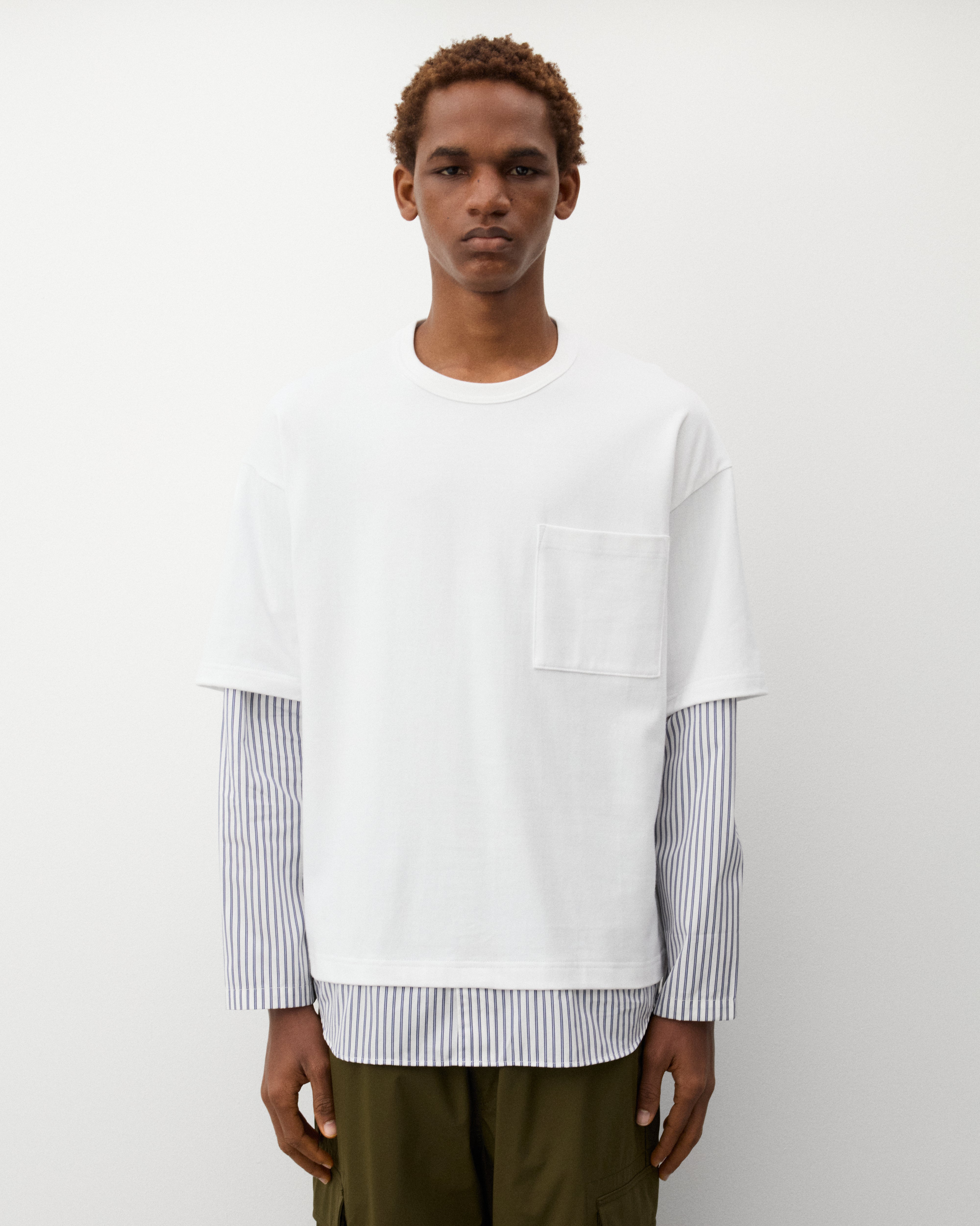 COMME des GARCONS HOMME 切替シャツ HB-B050 CDG Homme: Men's Layered T-Shirt (White) | Dover Street Market London