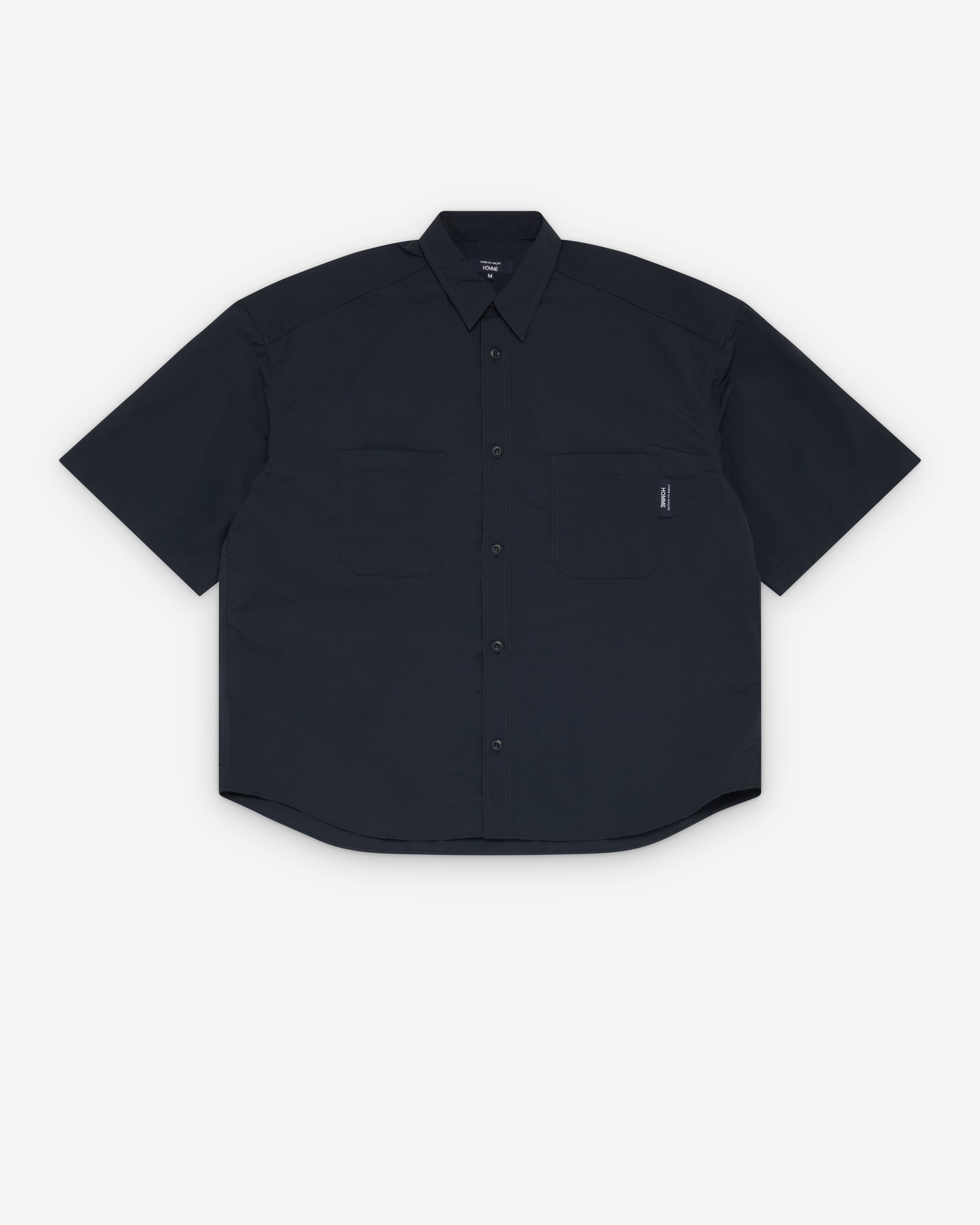 CDG Homme: Men's Short Sleeve Nylon Shirt (Navy) | Dover Street