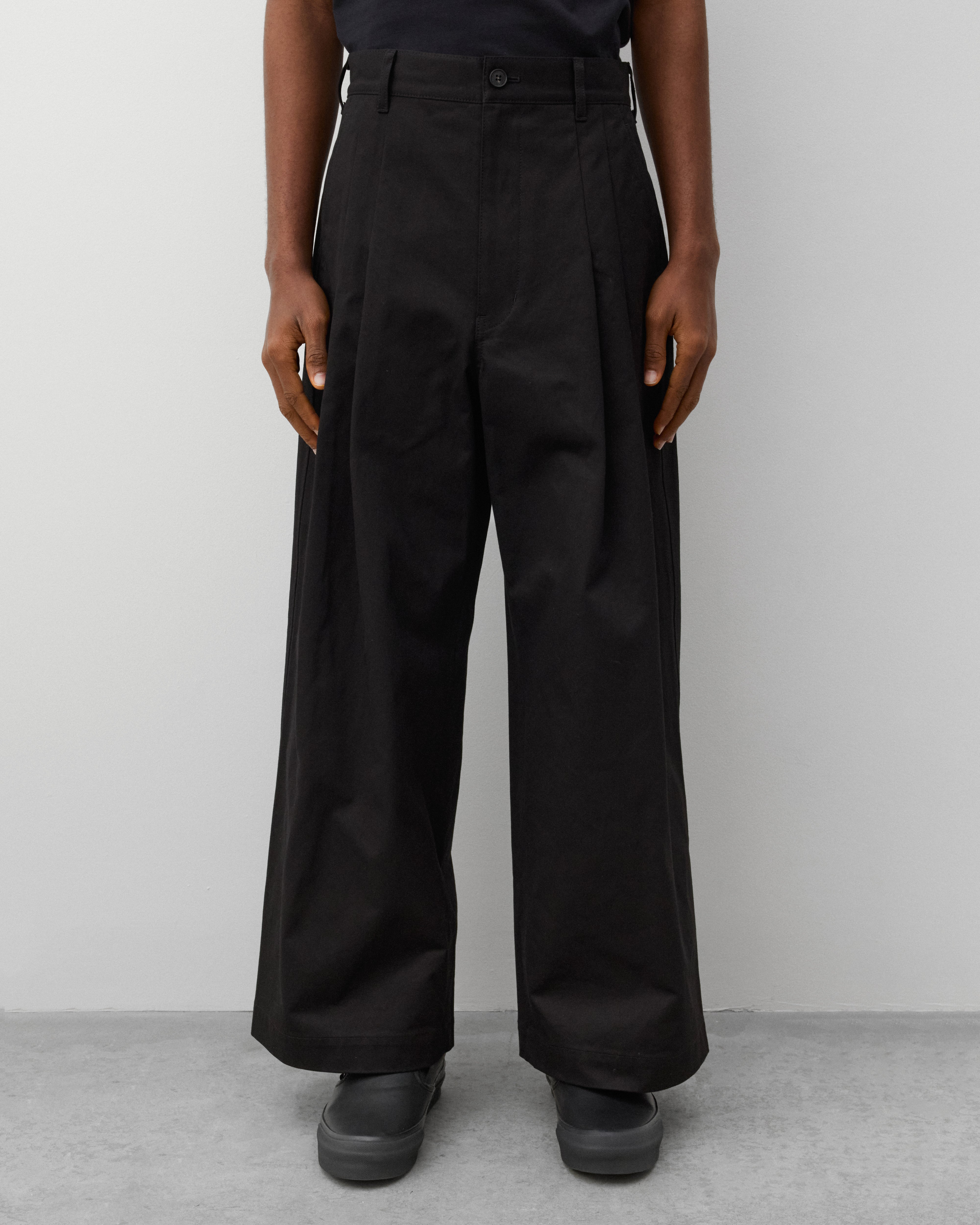 CDG Homme: Men's Double Pleated Trousers (Black) | Dover Street