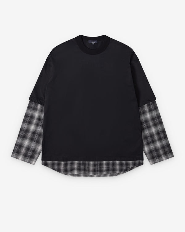 CDG Homme - Men's Layered T-Shirt - (Black/Check)