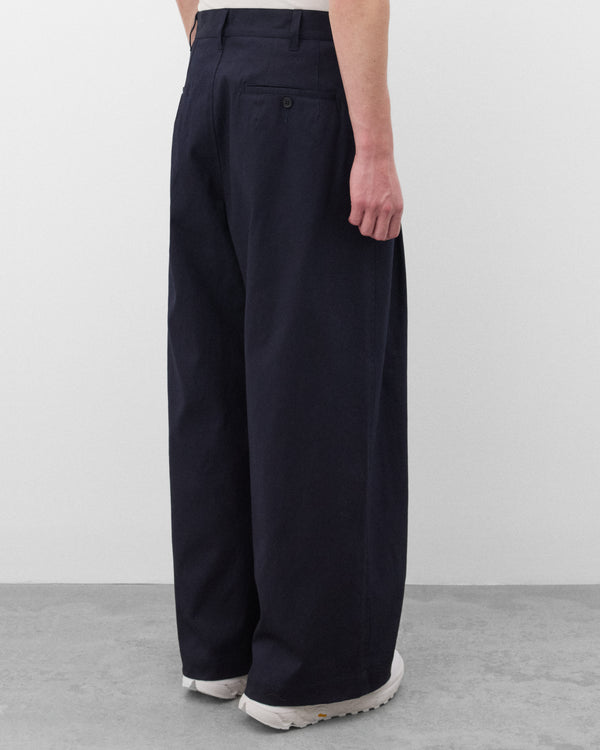 CDG Homme - Men's Dual Pleated Wide Leg Trousers - (Navy)