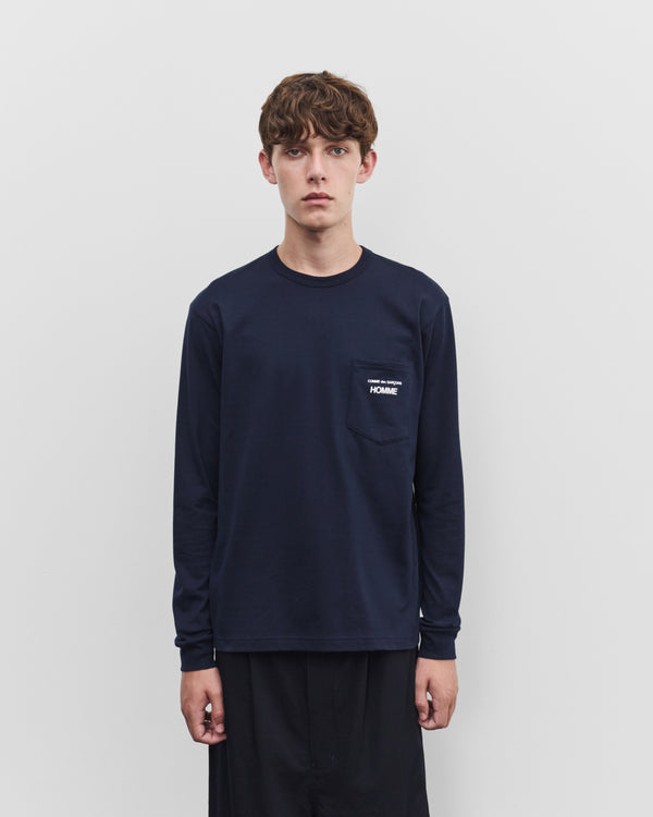 CDG Homme - Men's Long Sleeve Logo T-Shirt - (Navy)