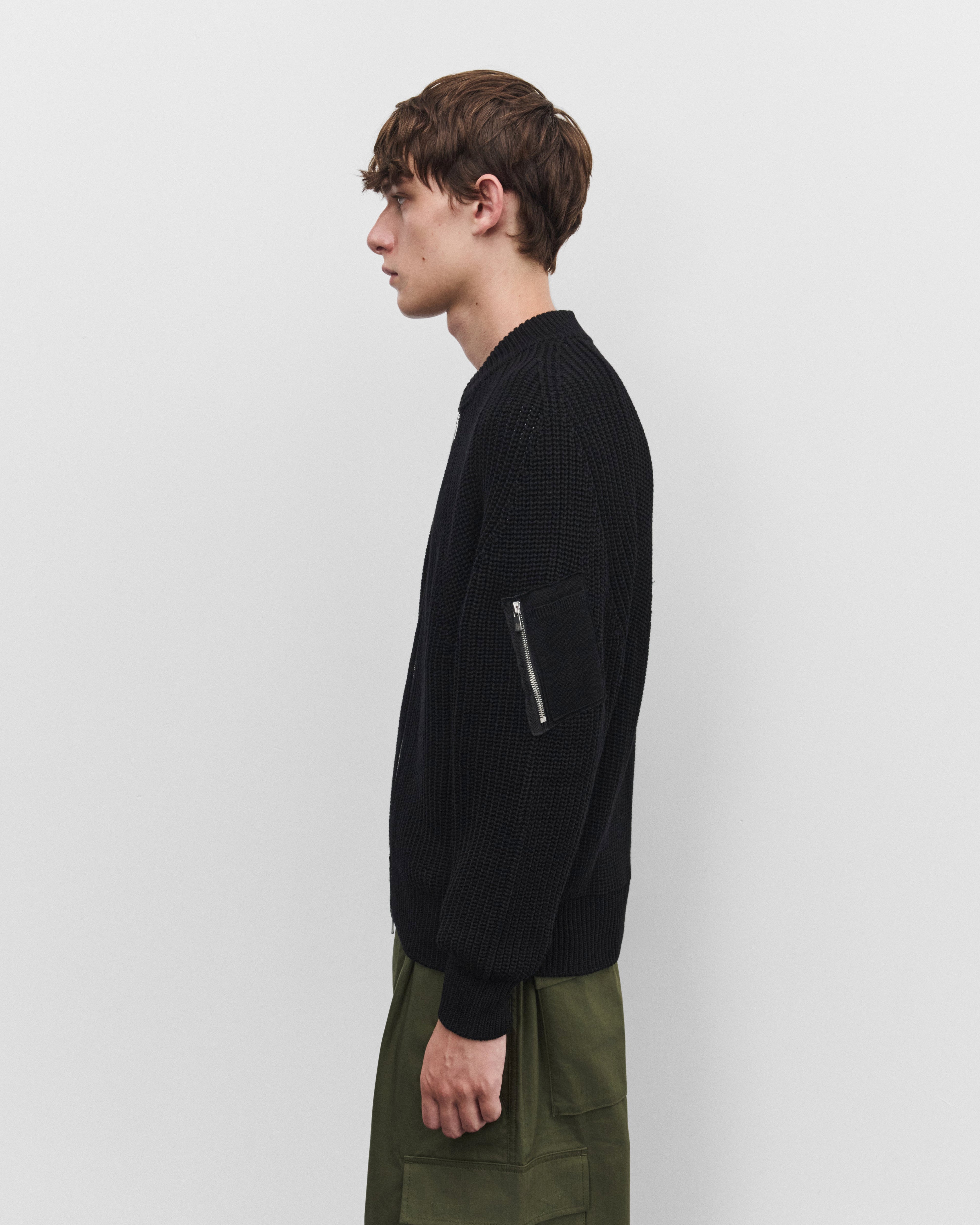 CDG Homme: Men's Waffle Knit Cardigan (Black) | Dover Street