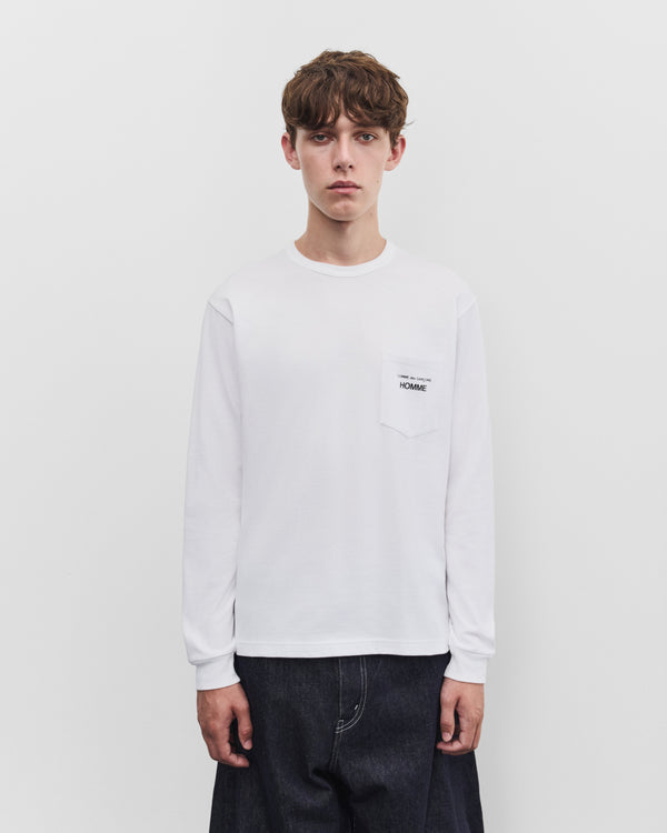 CDG Homme - Men's Long Sleeve Pocket T-Shirt - (White)