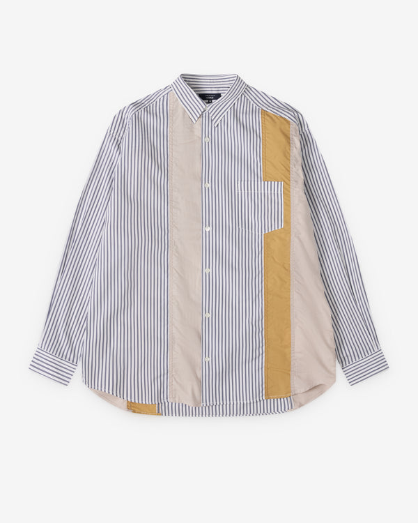 CDG Homme - Men's Panelled Shirt - (White/Navy/Mix)