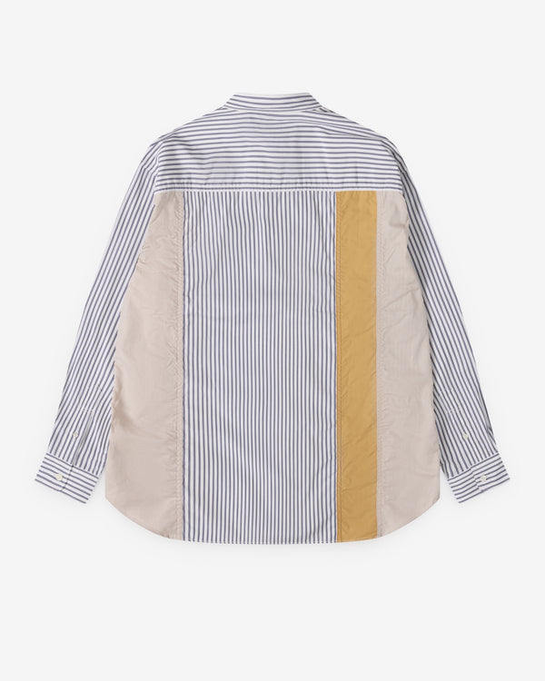 CDG Homme - Men's Panelled Shirt - (White/Navy/Mix)