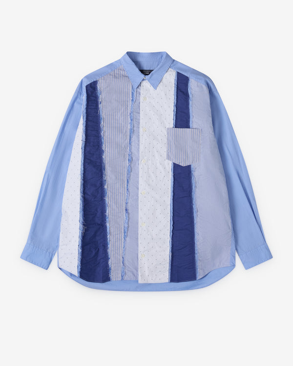 CDG Homme - Men's Panelled Shirt - (Blue/White/Navy)