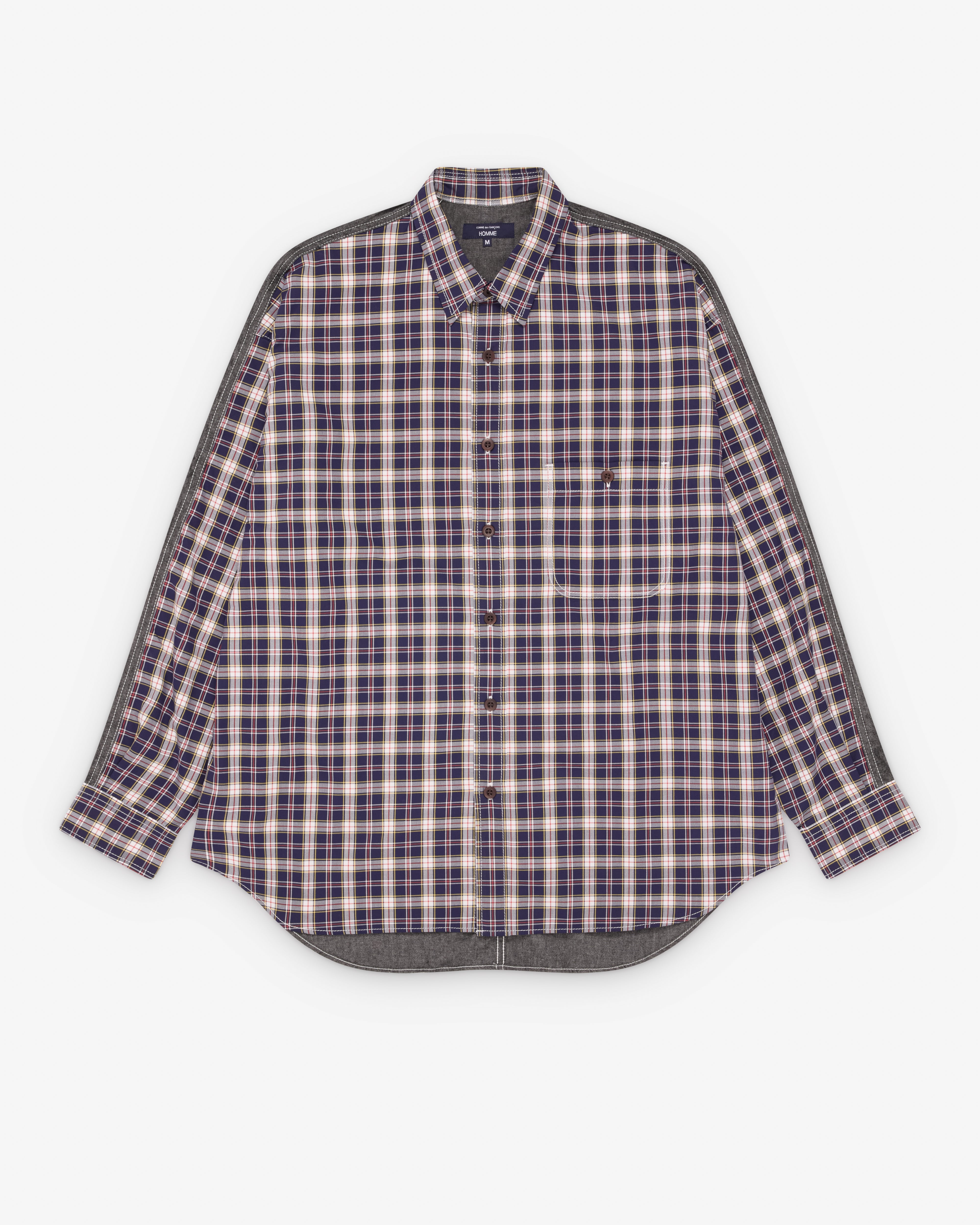 CDG Homme: Men's Check Chambray Shirt (Check/Grey) | Dover Street